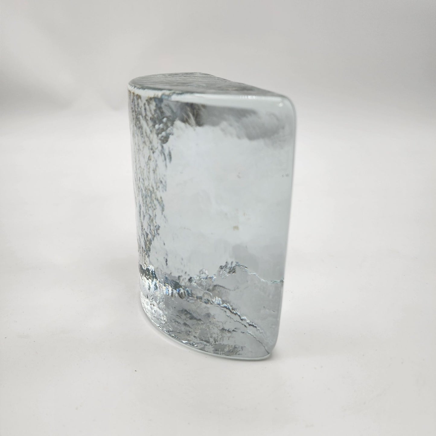 Blenko Clear Glass Half Moon Bookend