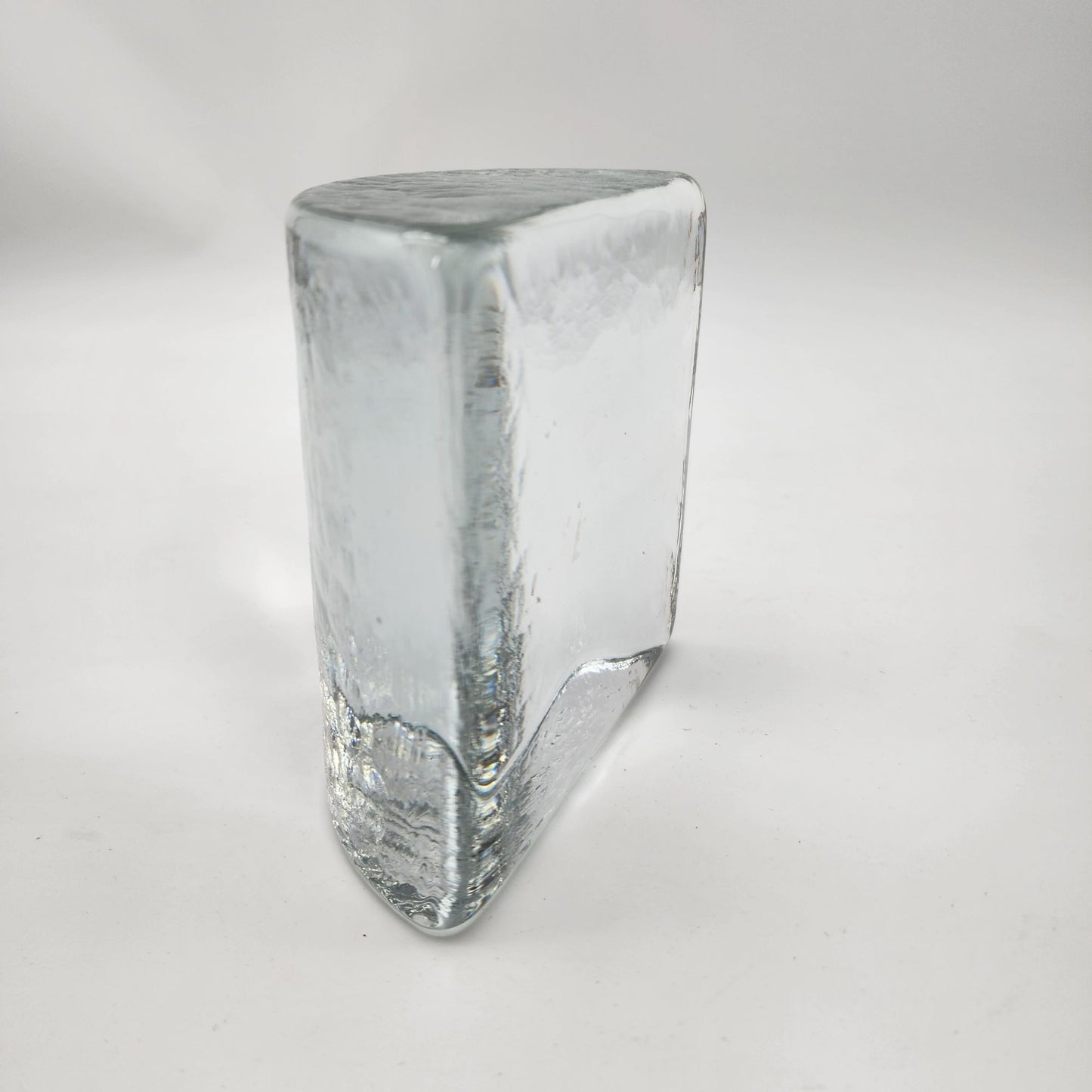 Blenko Clear Glass Half Moon Bookend