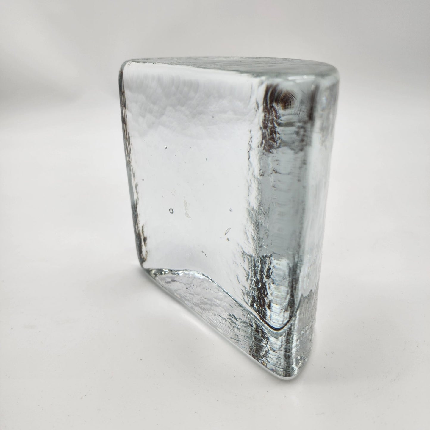 Blenko Clear Glass Half Moon Bookend