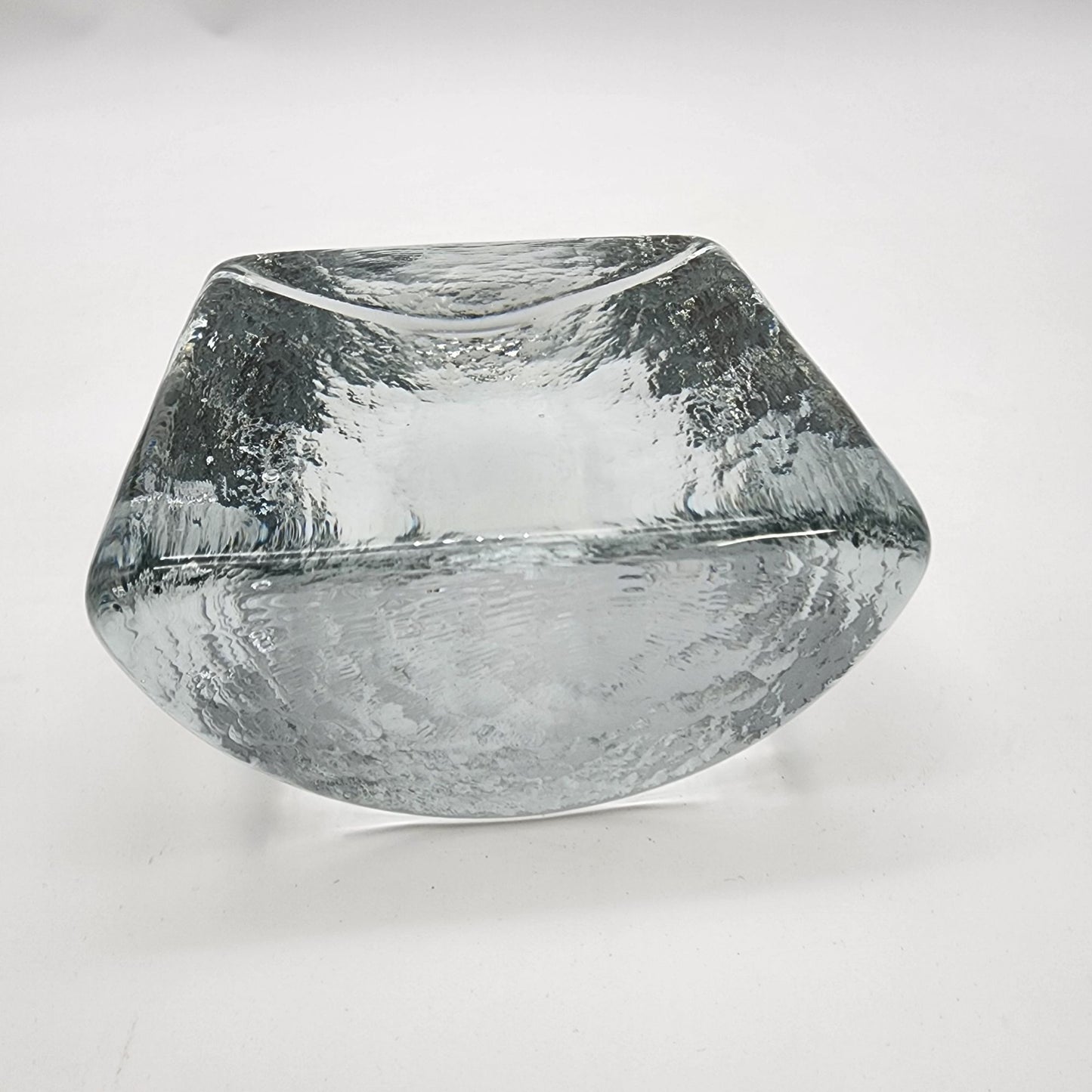 Blenko Clear Glass Half Moon Bookend