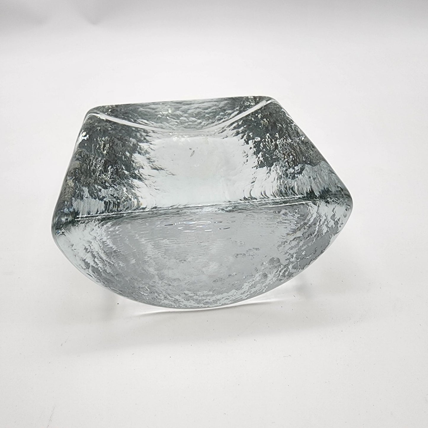 Blenko Clear Glass Half Moon Bookend