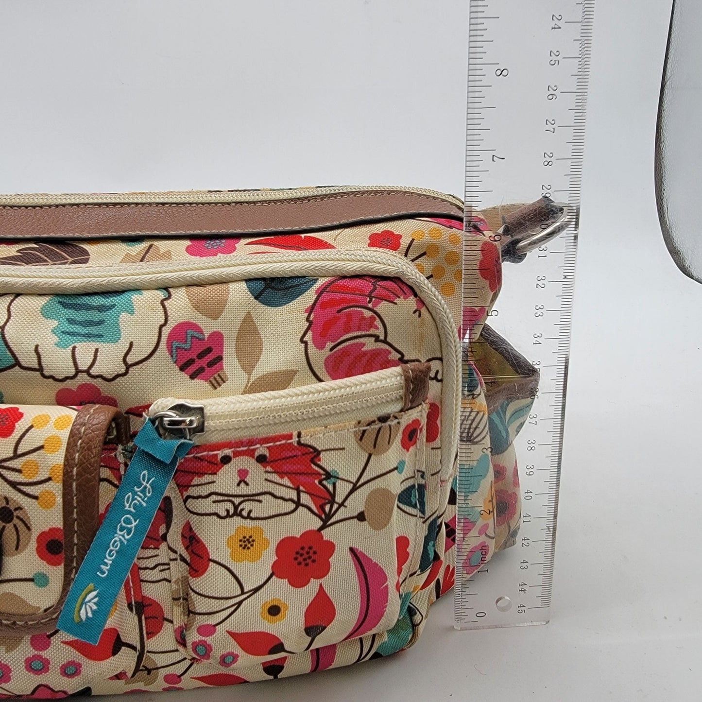 Lily Bloom Cat Print Organizer Crossbody Purse Adjustable Strap