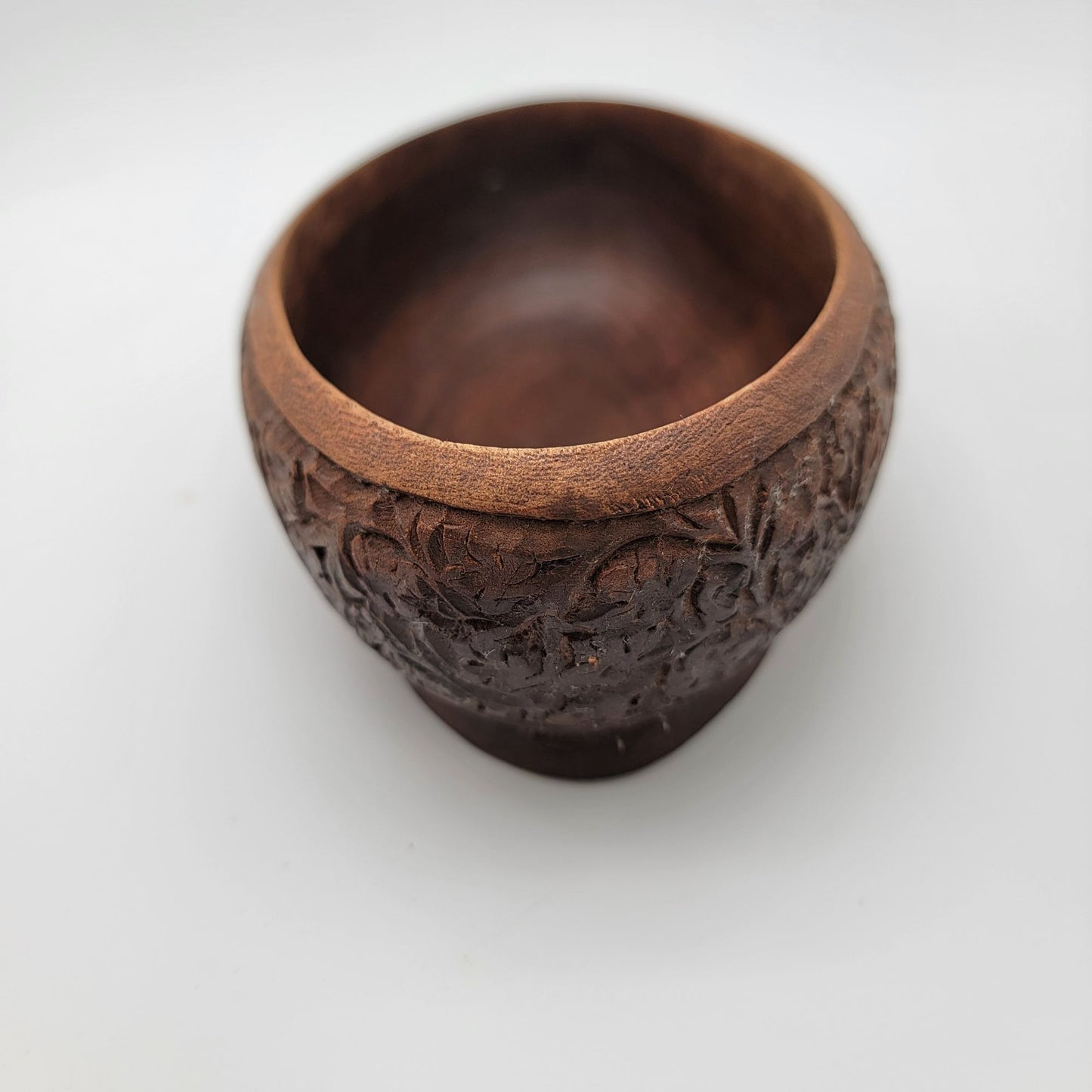 Handcrafted Carved Wooden Oval Bowl