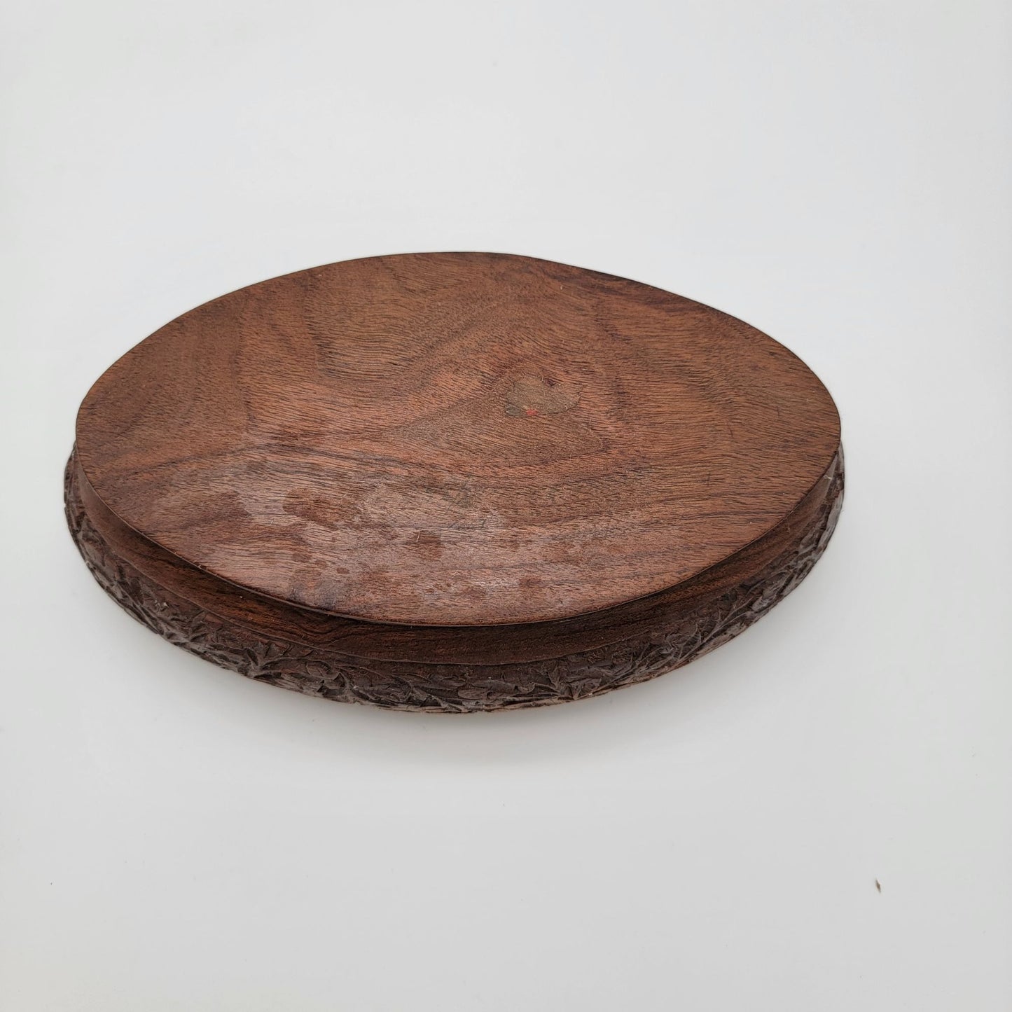 Handcrafted Carved Wooden Oval Bowl