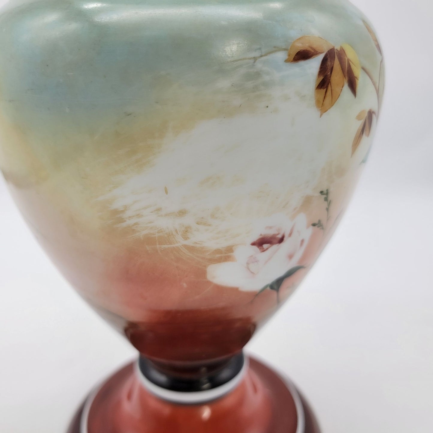 Vintage Hand-Painted Bristol Glass Vase With Floral Design As Found