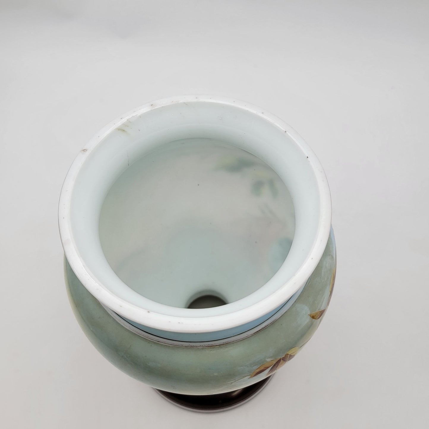 Vintage Hand-Painted Bristol Glass Vase With Floral Design As Found