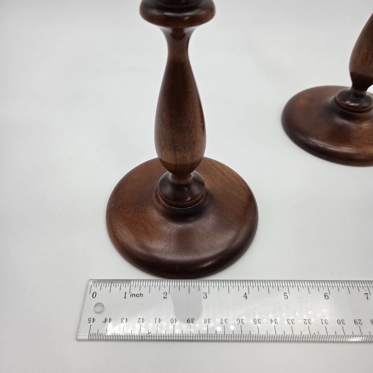 Pair of Vintage Early American Turned Wood Candlesticks