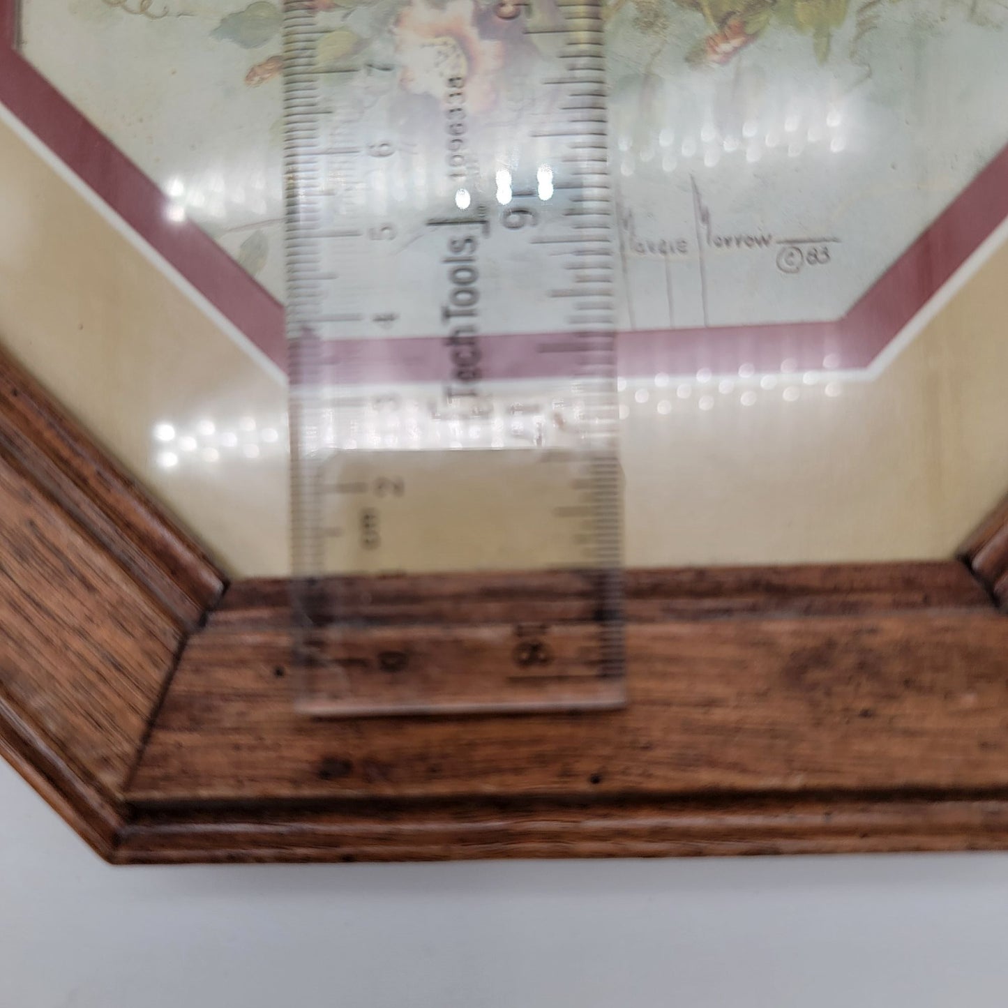 Vintage Margie Morrow Hummingbird Print In Octagonal Oak Frame