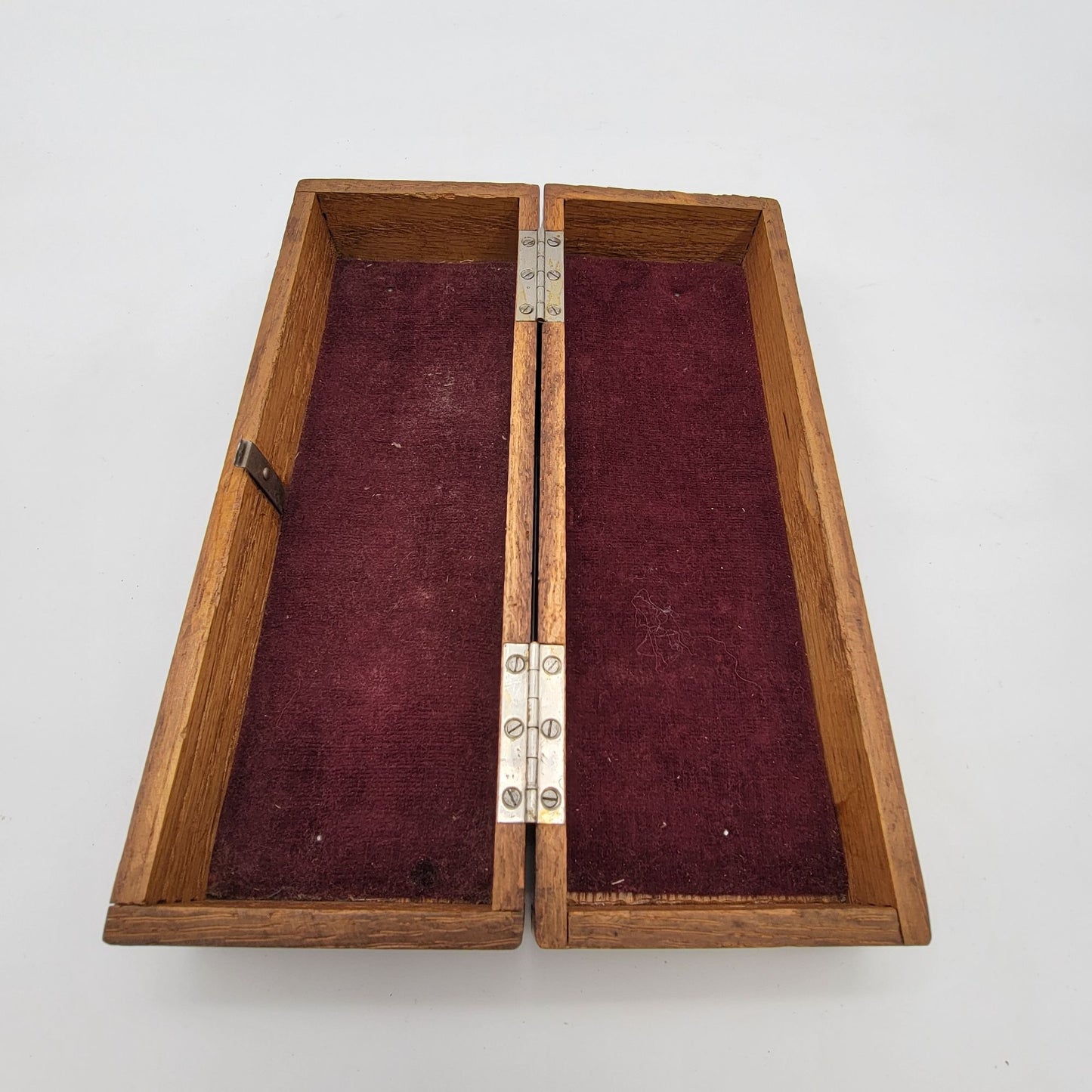 Vintage Wooden Jewelry Box With Velvet Interior
