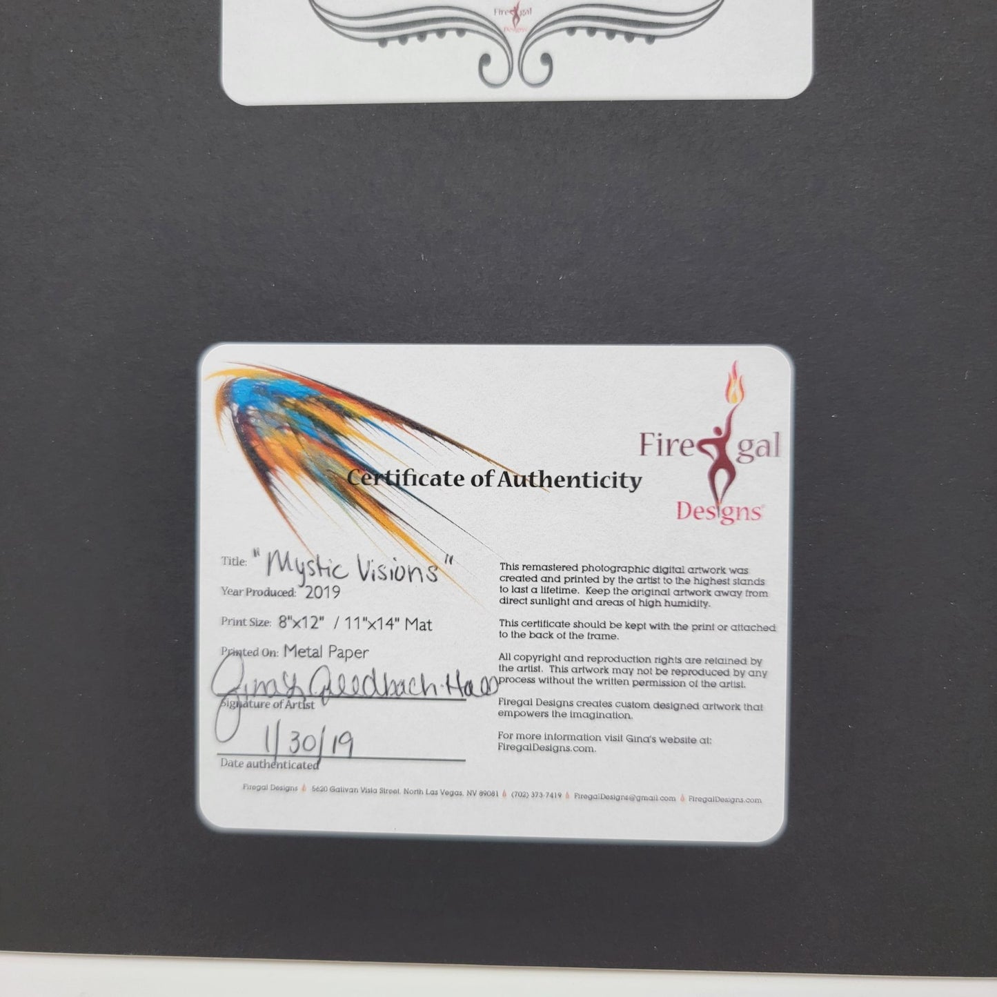 "Mystic Visions" 8x12" Metal Paper Print By Gina Geldbach-Hall 2019 Signed COA Included