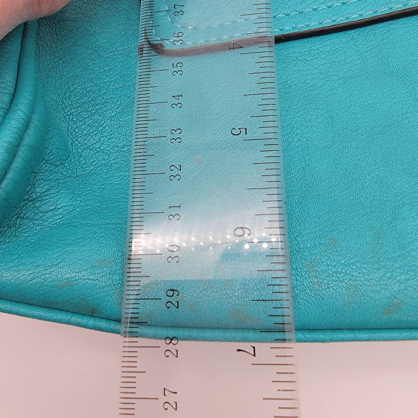 Teal Leather Satchel Crossbody Purse With Adjustable Strap