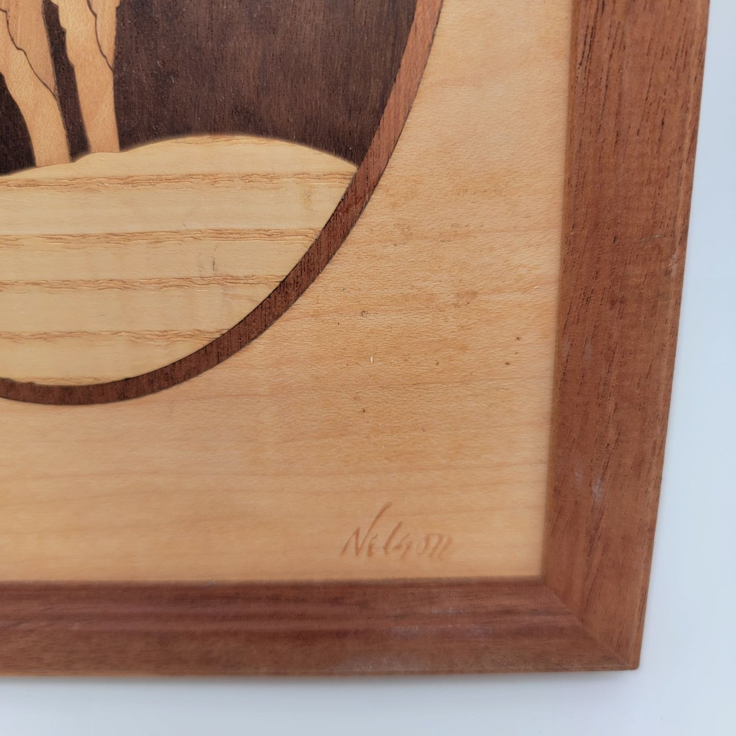 Howling Wolf Wood Marquetry Inlay Art By Jeff Nelson of Hudson River