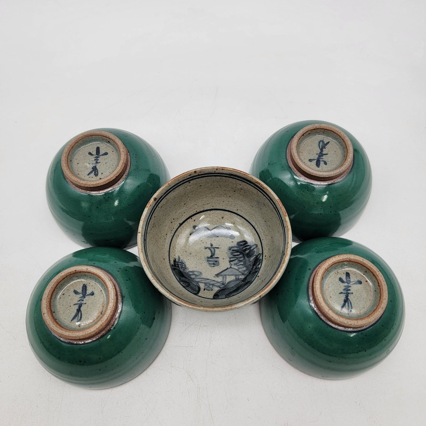 Vintage Arita Ware Sencha Set Of 5 Teacups With Traditional Japanese Design