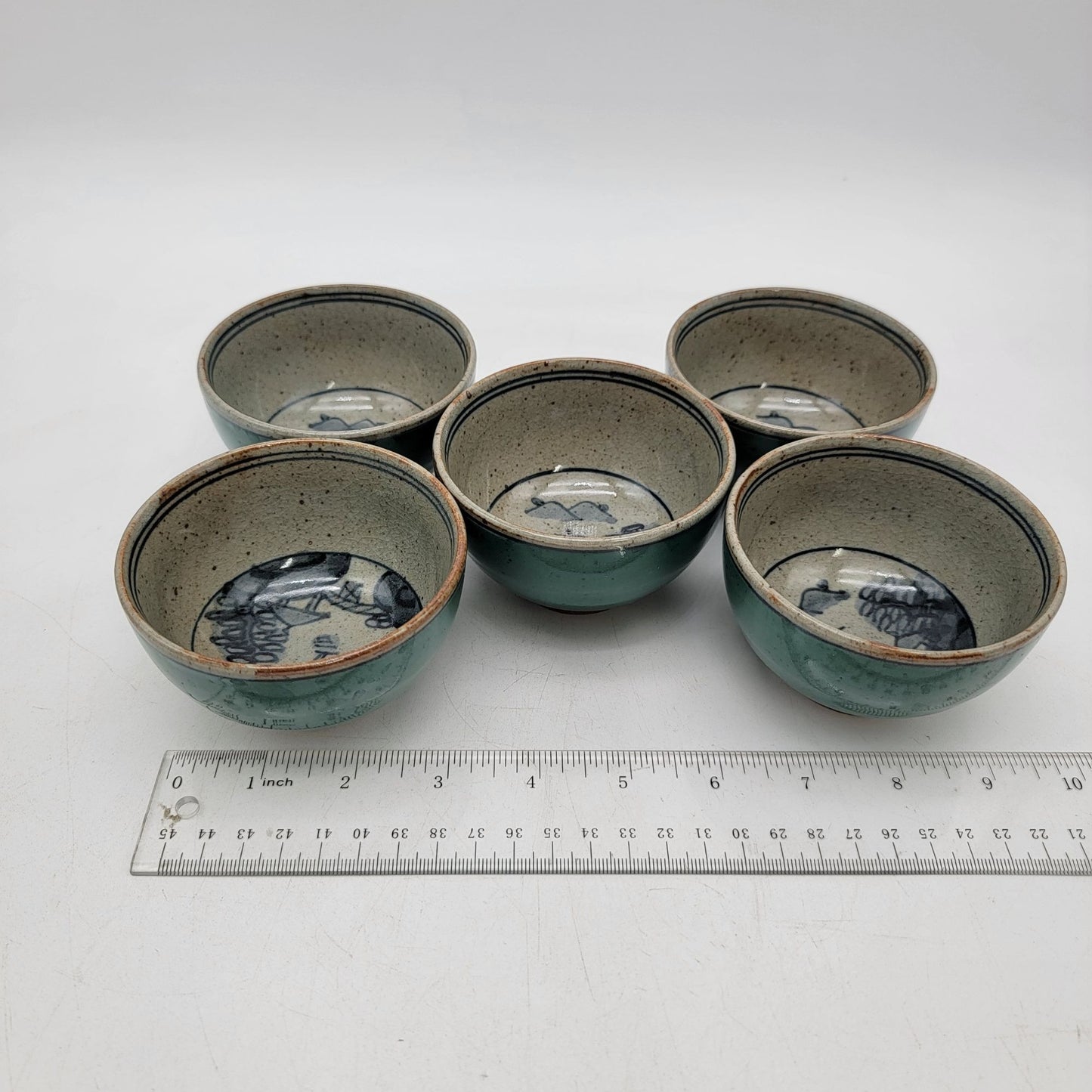 Vintage Arita Ware Sencha Set Of 5 Teacups With Traditional Japanese Design