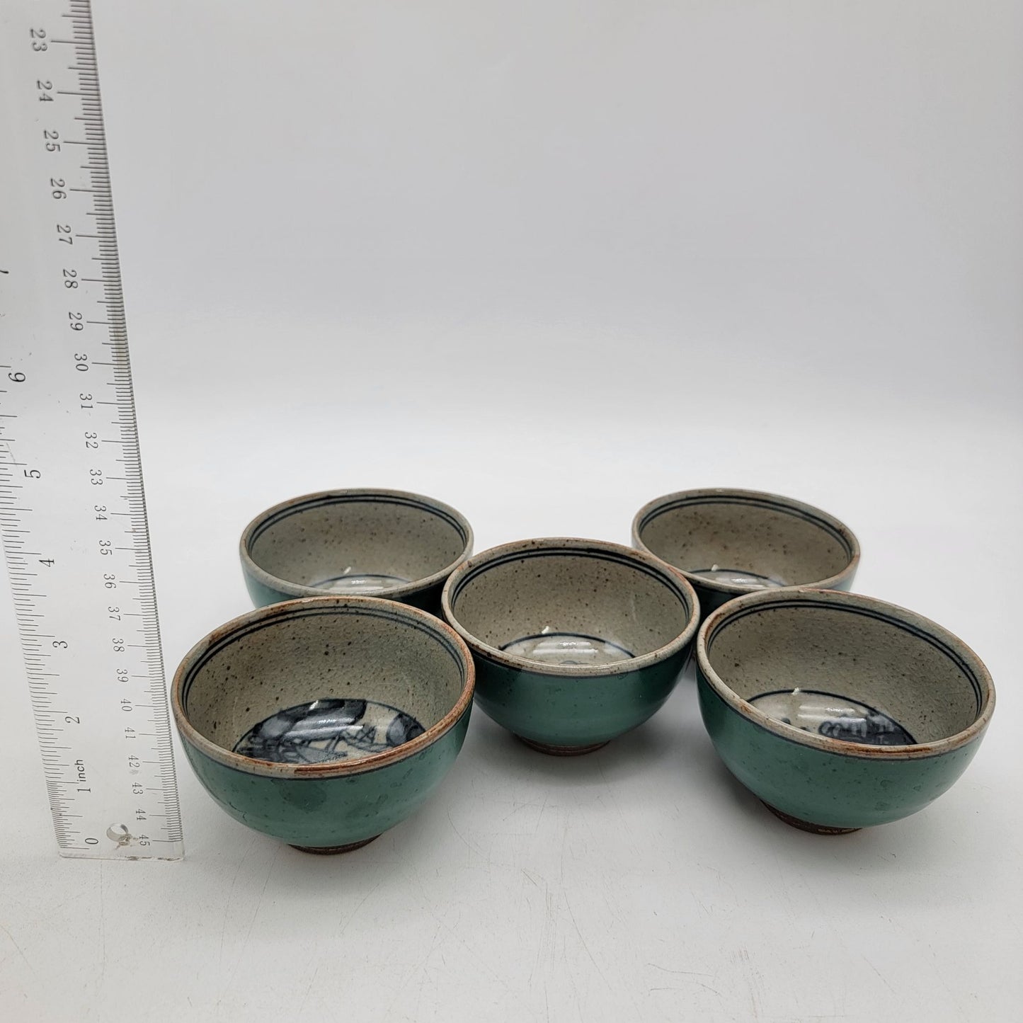 Vintage Arita Ware Sencha Set Of 5 Teacups With Traditional Japanese Design