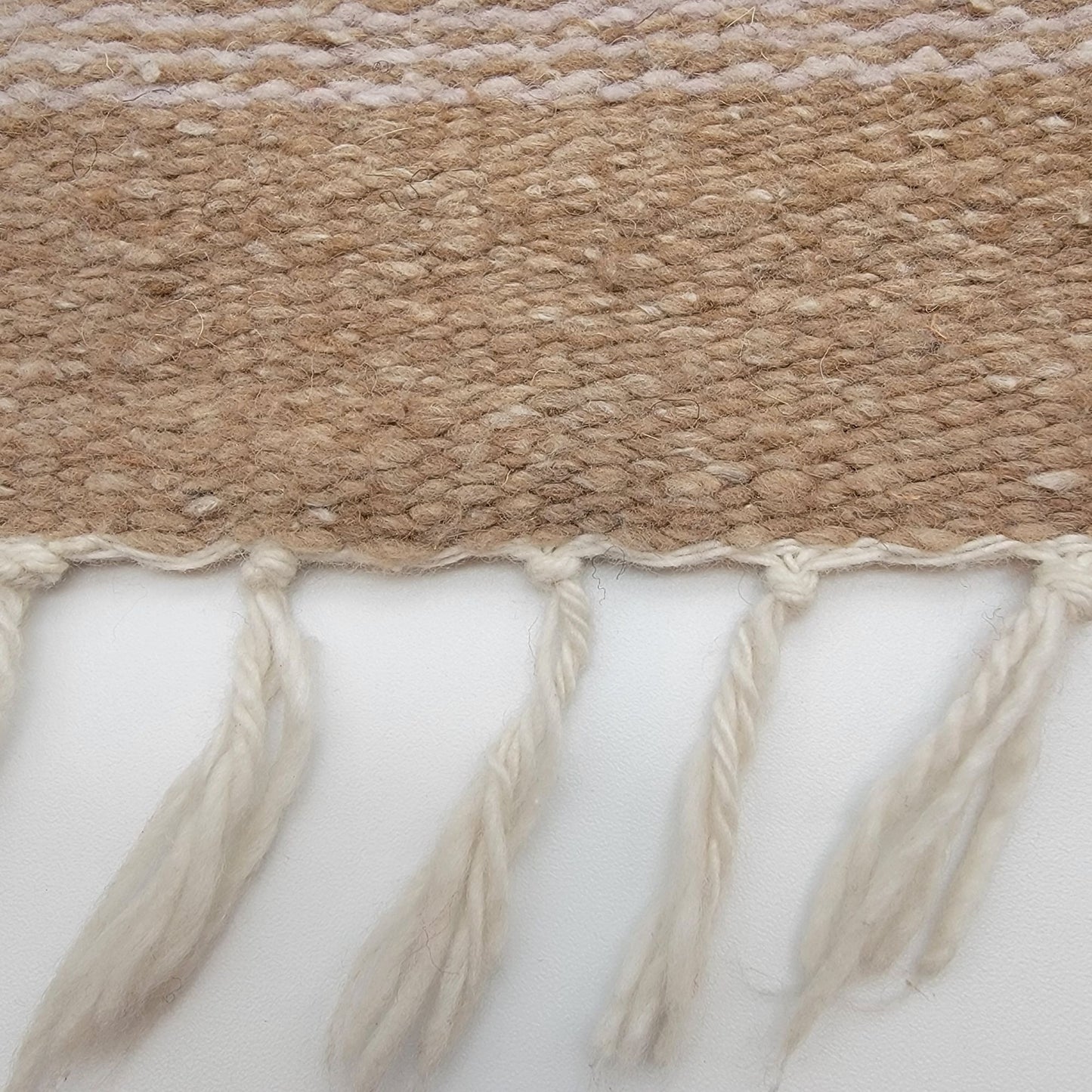 Zapotec Wool Woven Fringed Rug Geometric 21" X 16.5"