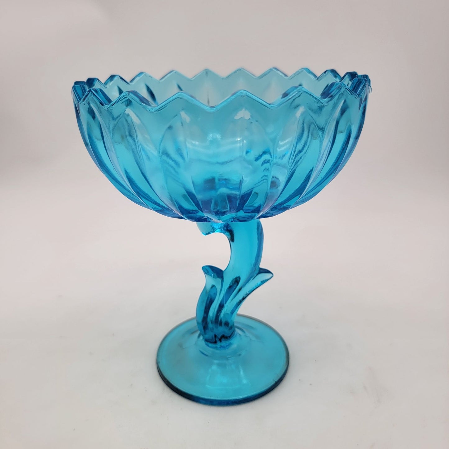 Vintage Indiana Glass Blue Tulip Shape Compote Candy Dish Bowl