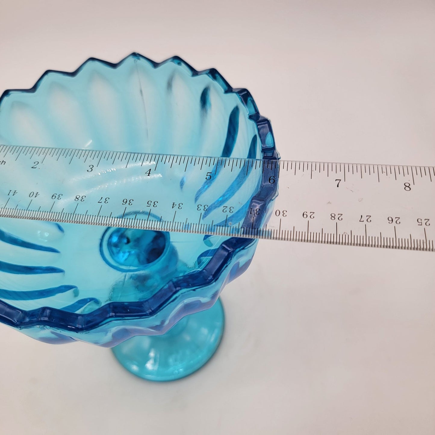 Vintage Indiana Glass Blue Tulip Shape Compote Candy Dish Bowl