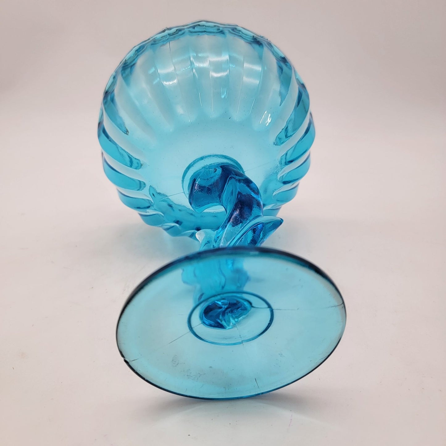 Vintage Indiana Glass Blue Tulip Shape Compote Candy Dish Bowl