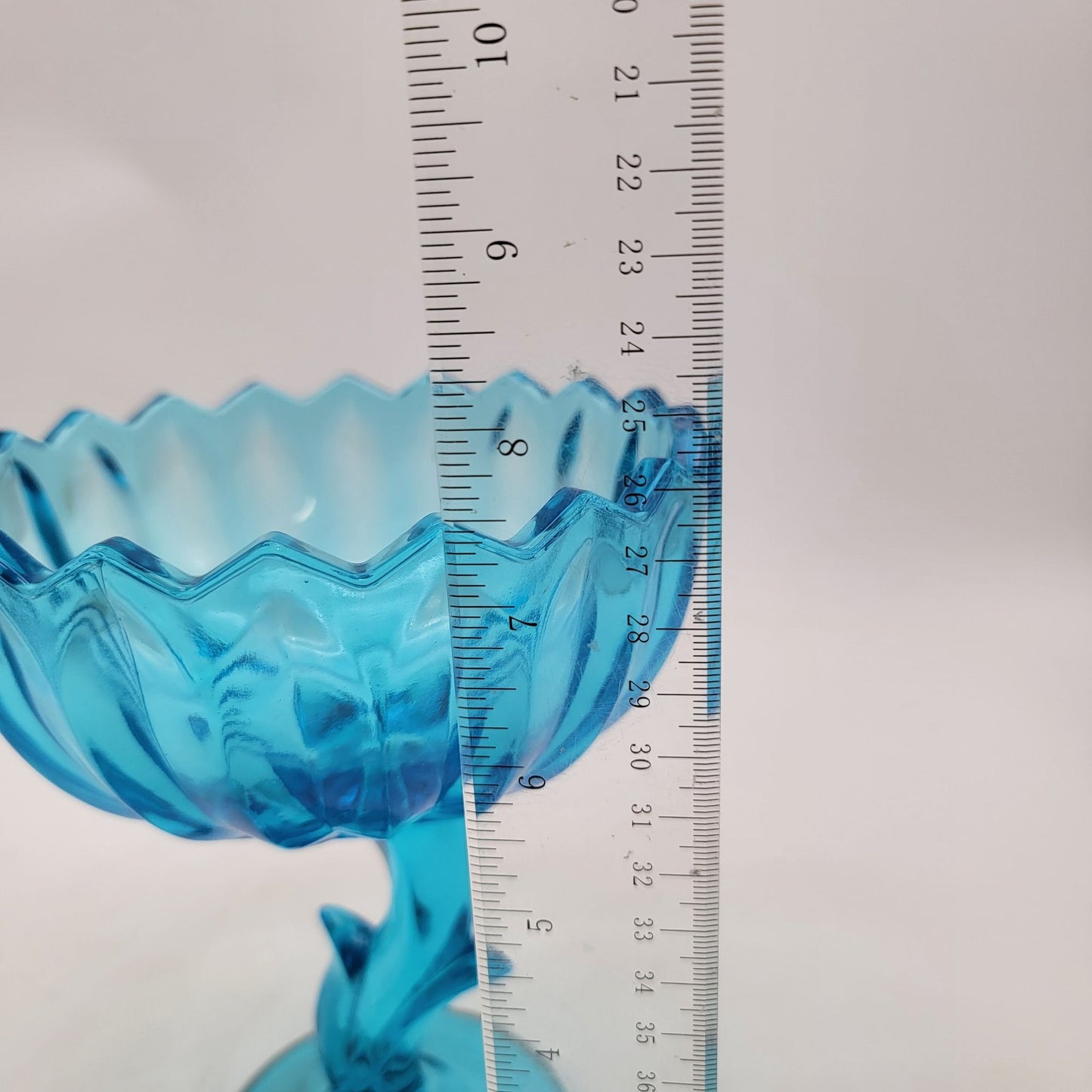 Vintage Indiana Glass Blue Tulip Shape Compote Candy Dish Bowl