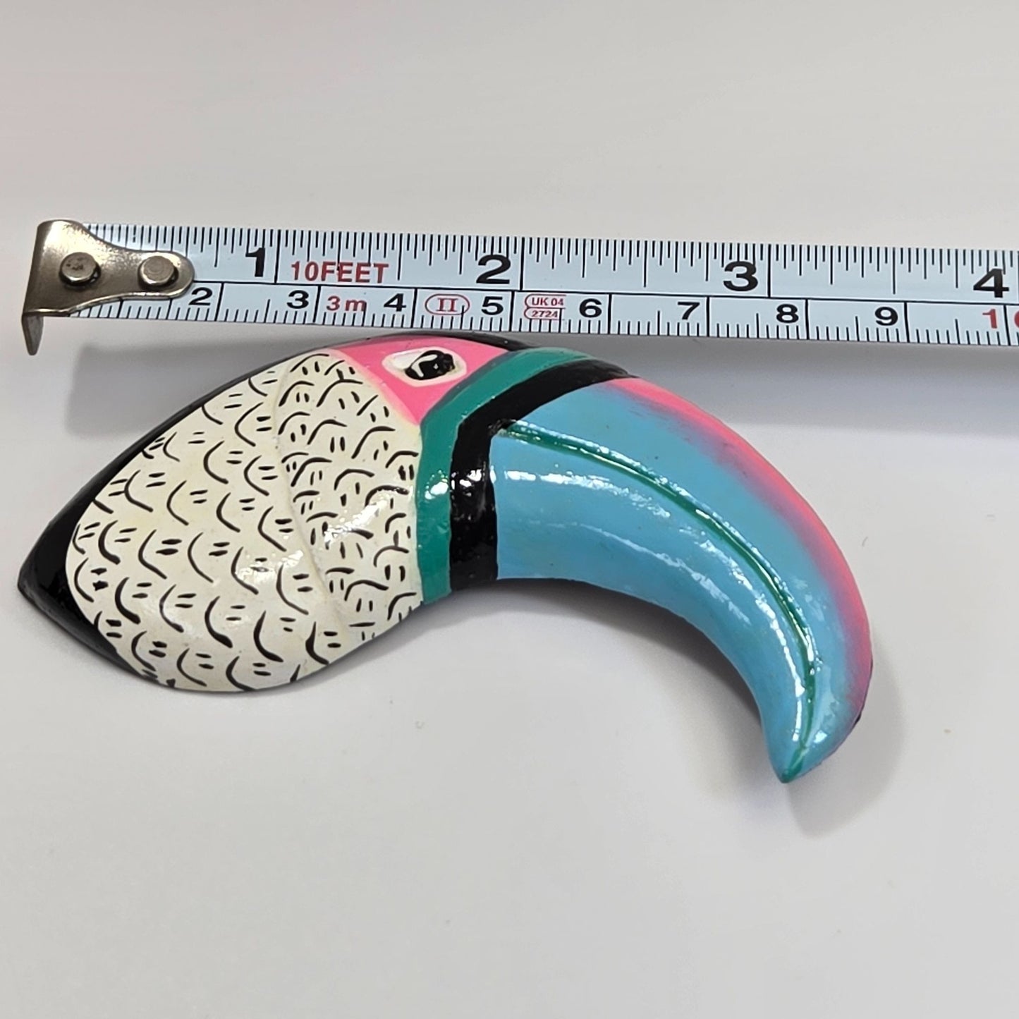 Colorful Wood Toucan Brooch Pin