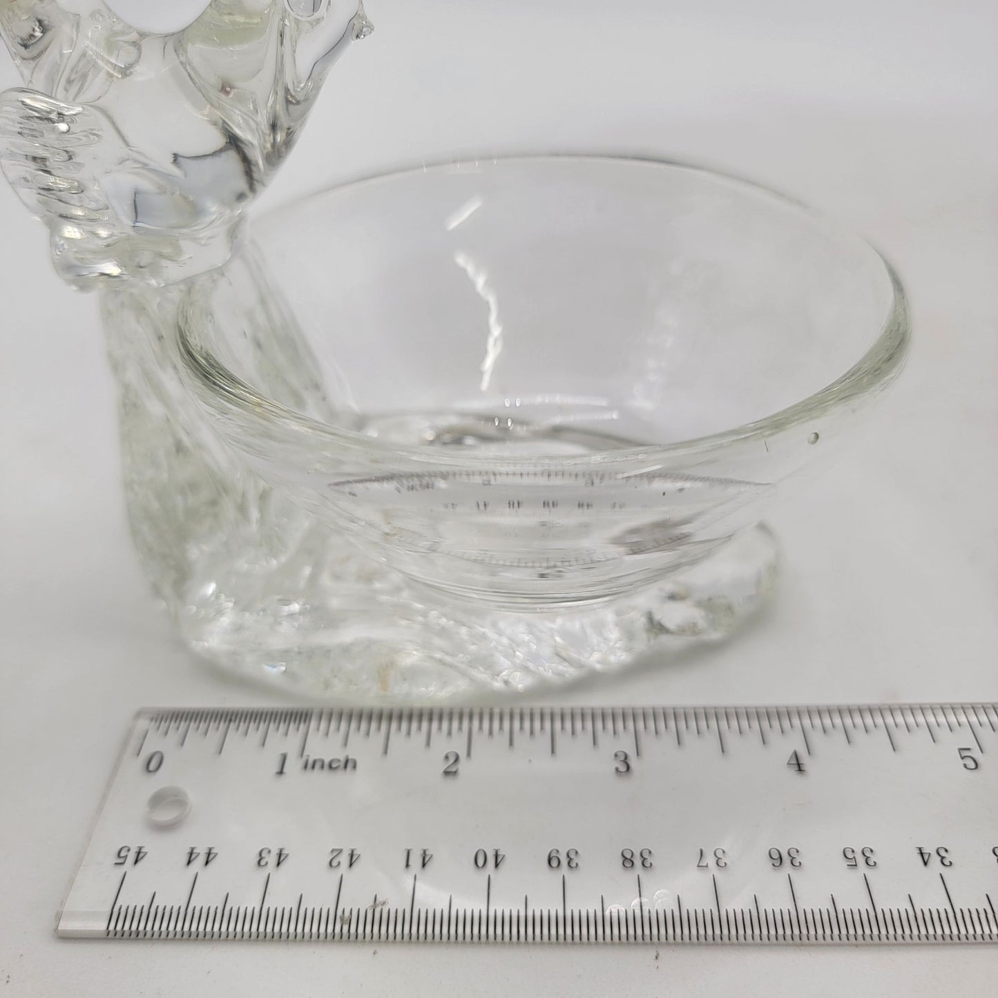 Vintage Clear Glass Bird On Bird Bath Trinket Bowl
