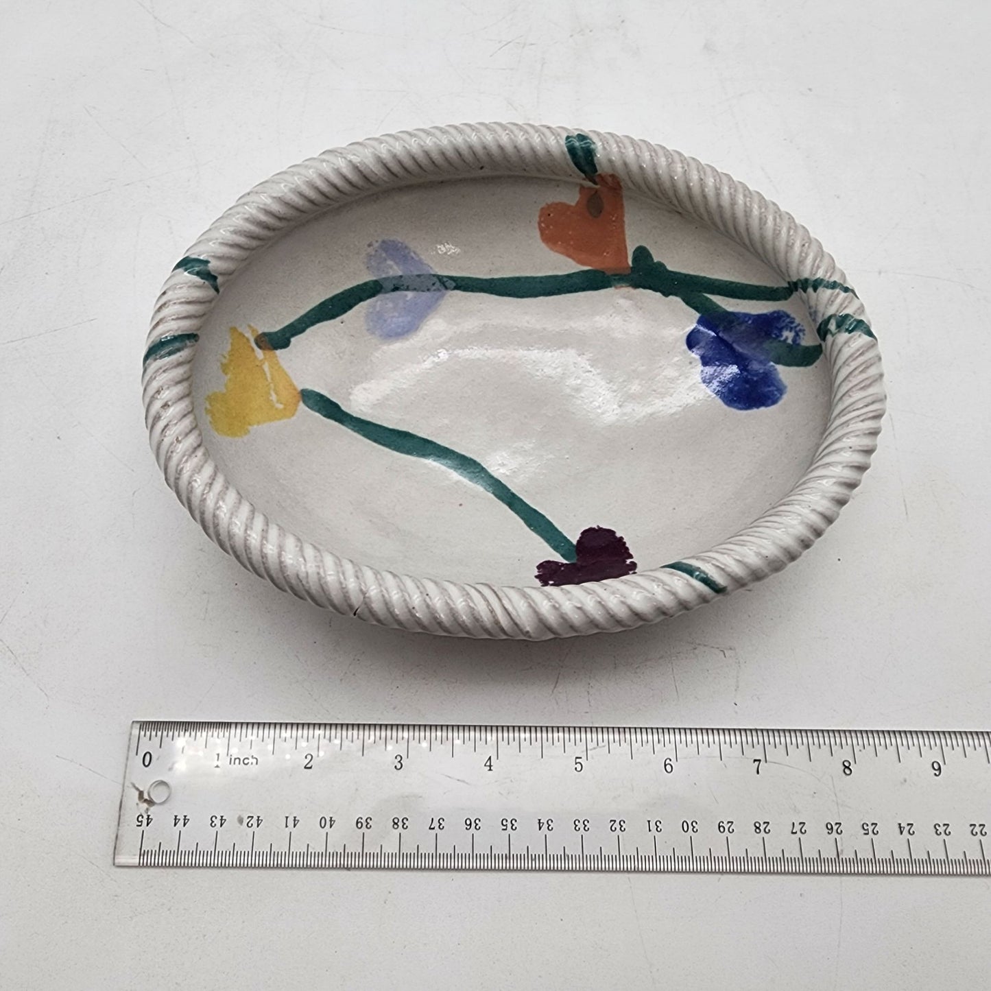 Studio Art Pottery Rope Edge Bowl Artist Signed