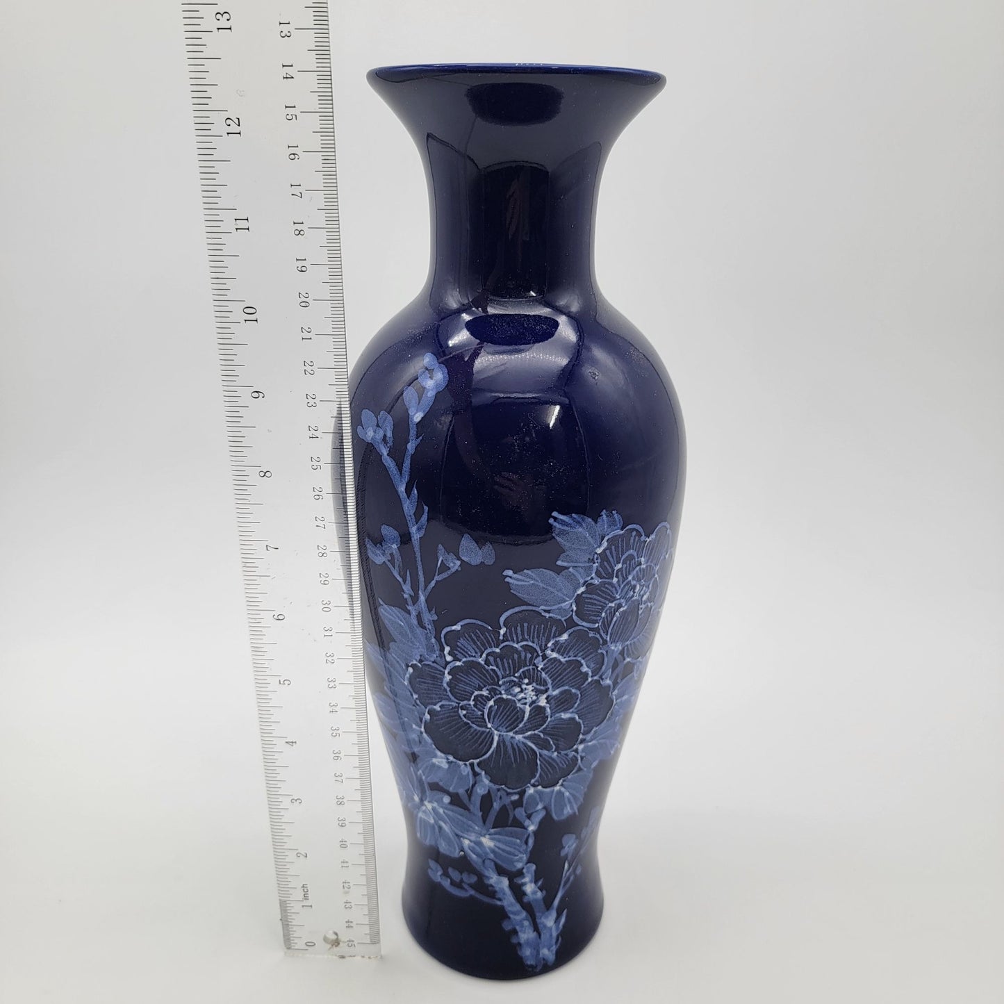 Vintage Chinoiserie Cobalt Blue Vase
