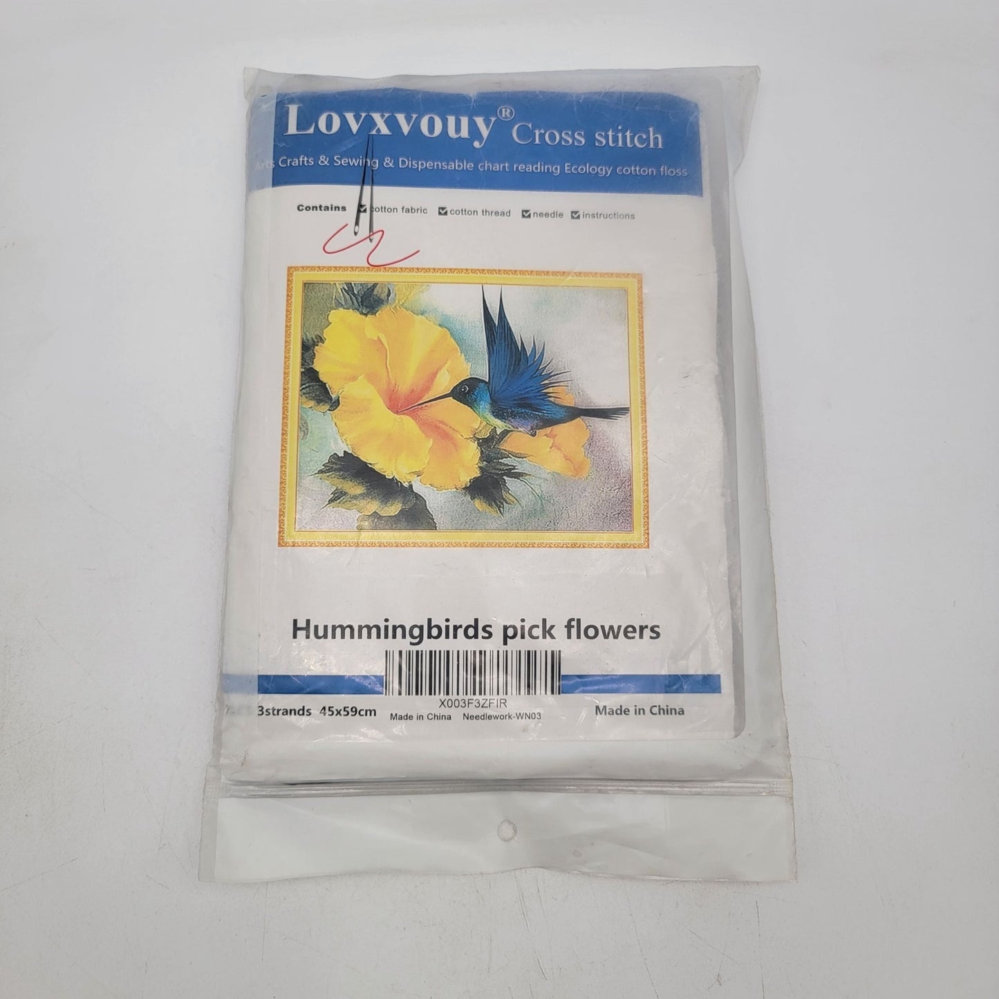 Lovxvouy Cross Stitch Kit Hummingbirds Pick Flowers