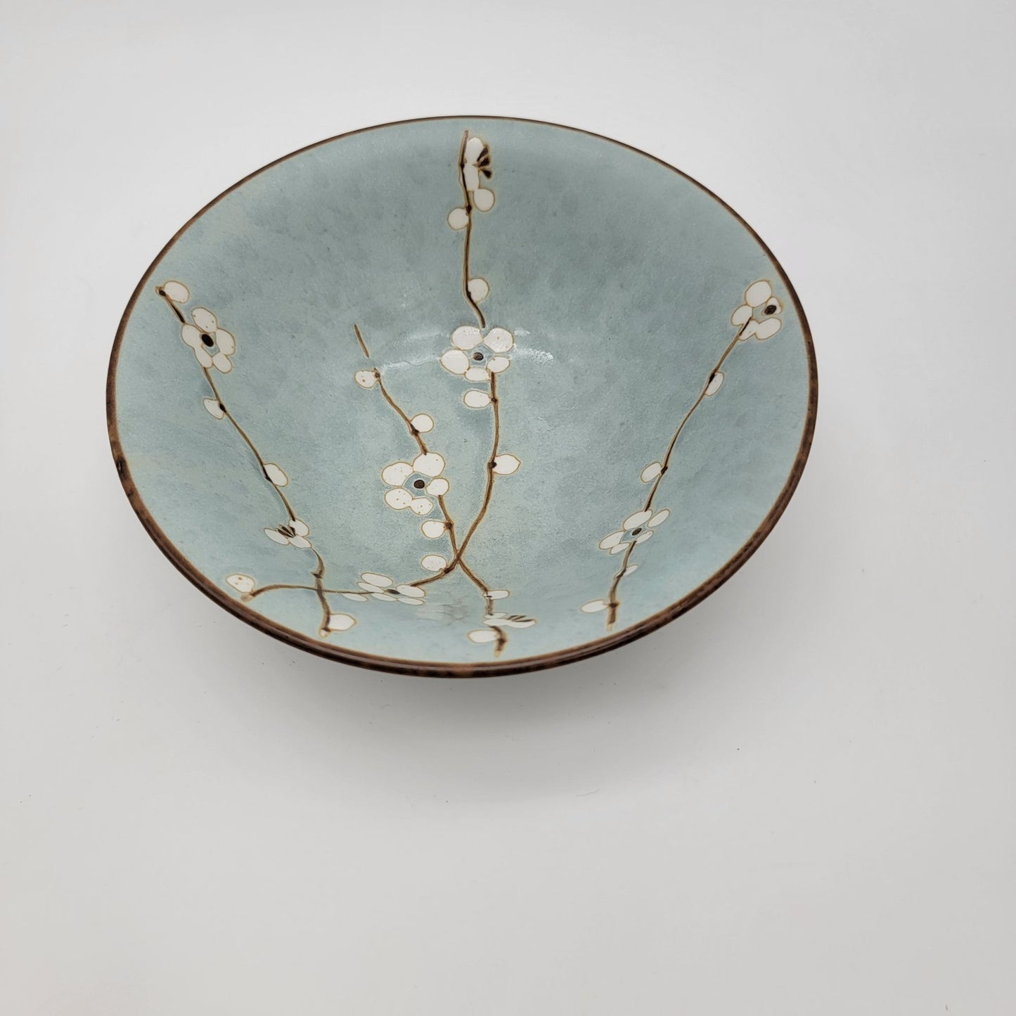 Pair of Vintage Kotobuki Bowl Early Spring Blossoms Blue Pottery