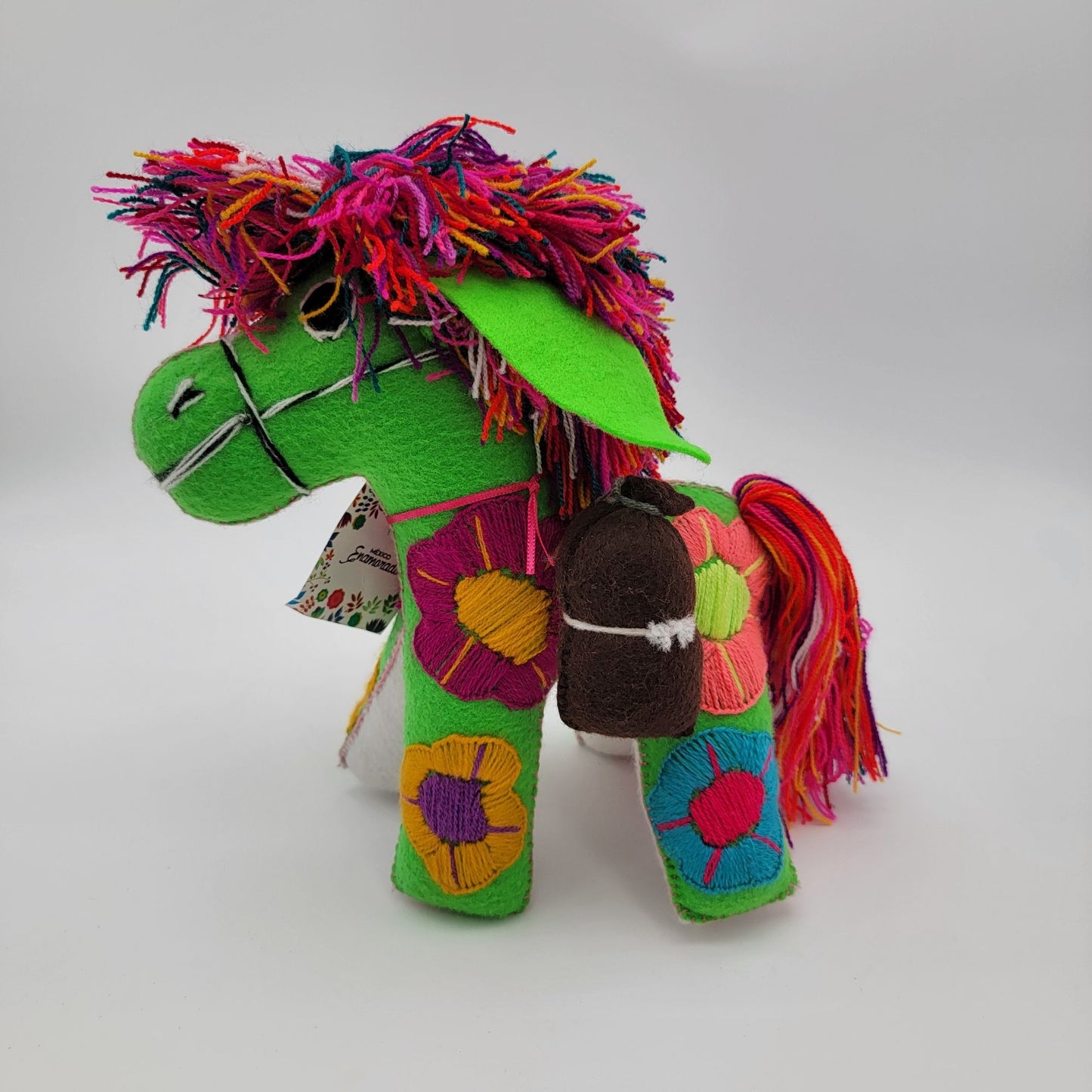 Handmade Colorful Embroidered Horse Plush Toy 9"