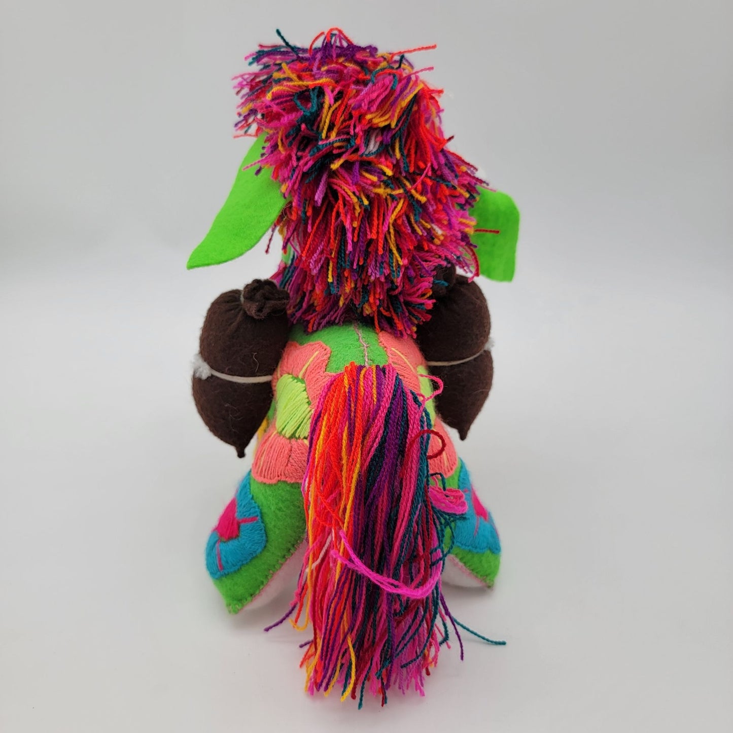 Handmade Colorful Embroidered Horse Plush Toy 9"
