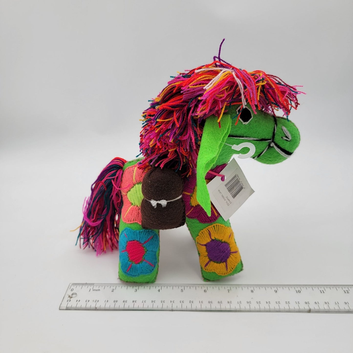 Handmade Colorful Embroidered Horse Plush Toy 9"