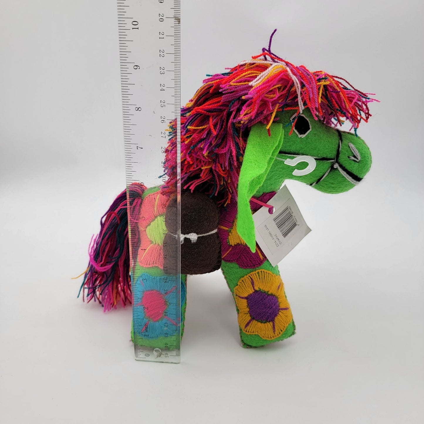 Handmade Colorful Embroidered Horse Plush Toy 9"