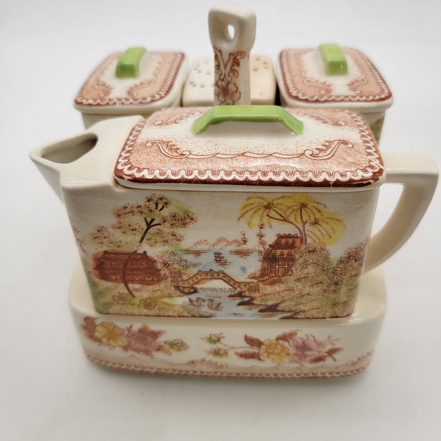 Vintage Brown & Ritchie Oriental Garden Condiment Set