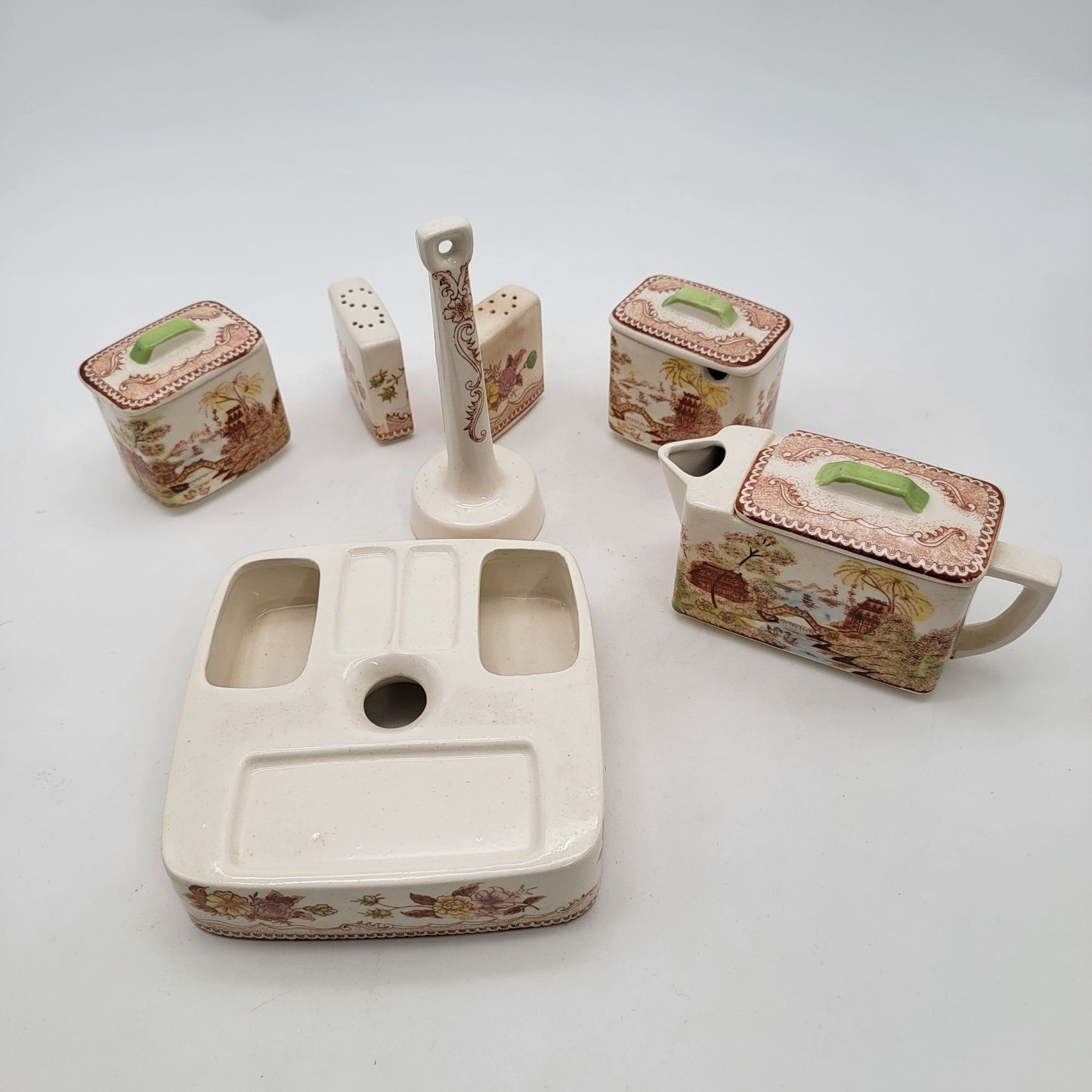 Vintage Brown & Ritchie Oriental Garden Condiment Set