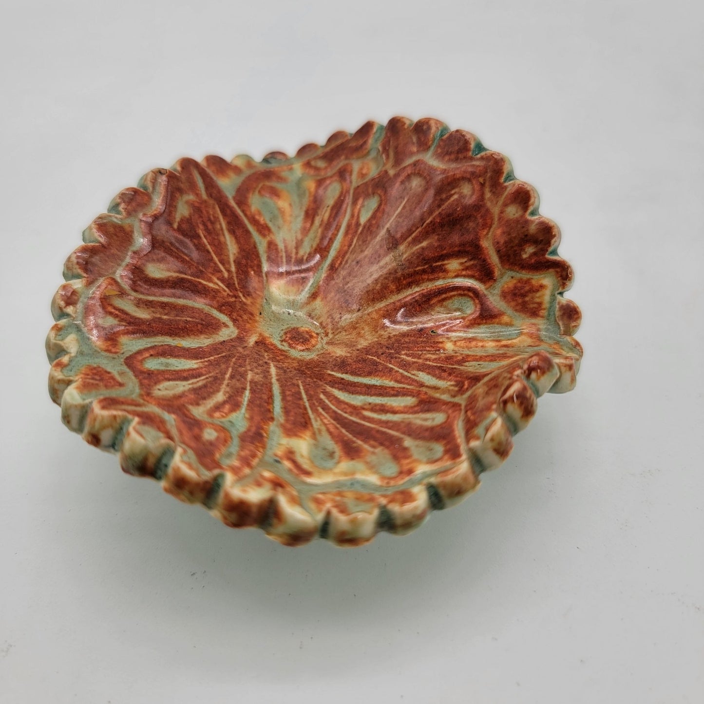 Vintage Handcrafted Pottery Scalloped Dish