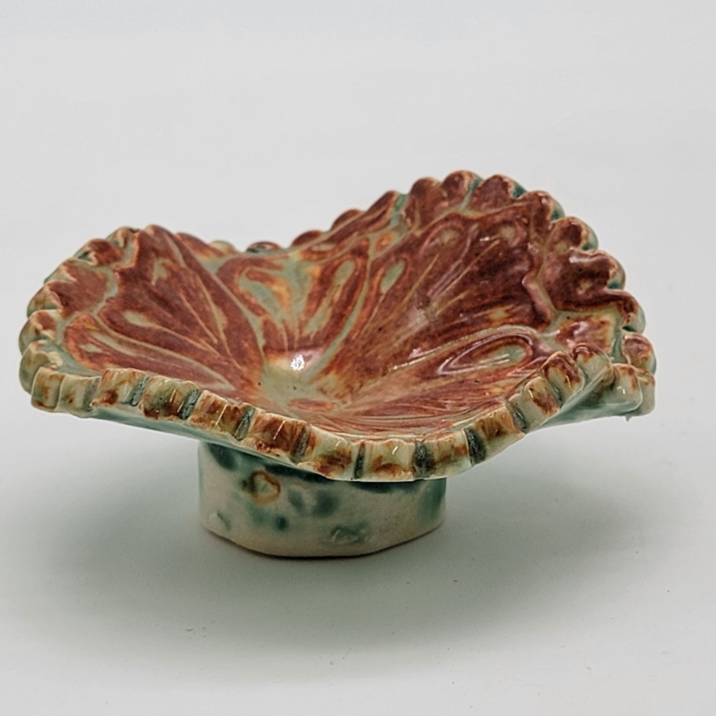 Vintage Handcrafted Pottery Scalloped Dish