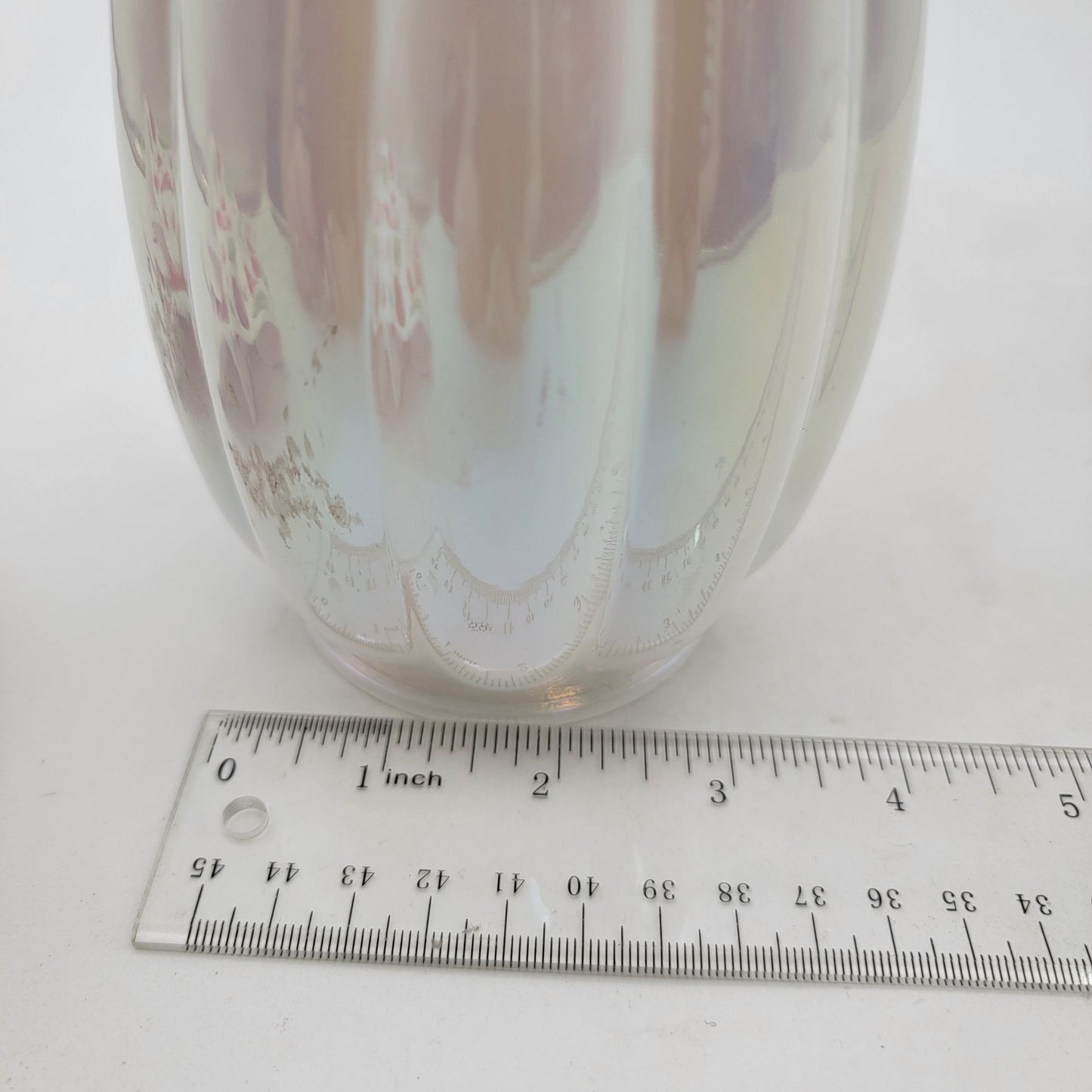 Iridescent White Art Glass Pumpkin