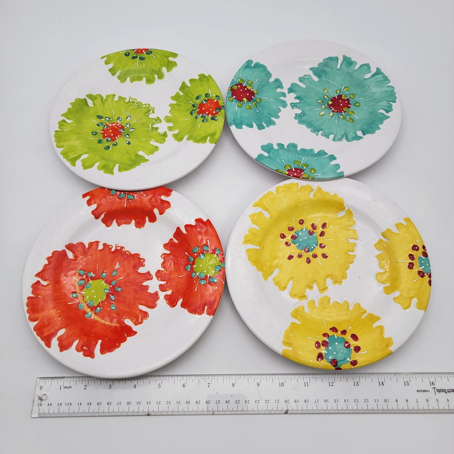 Laurie Gates Melamine Floral Plates Set Of 4