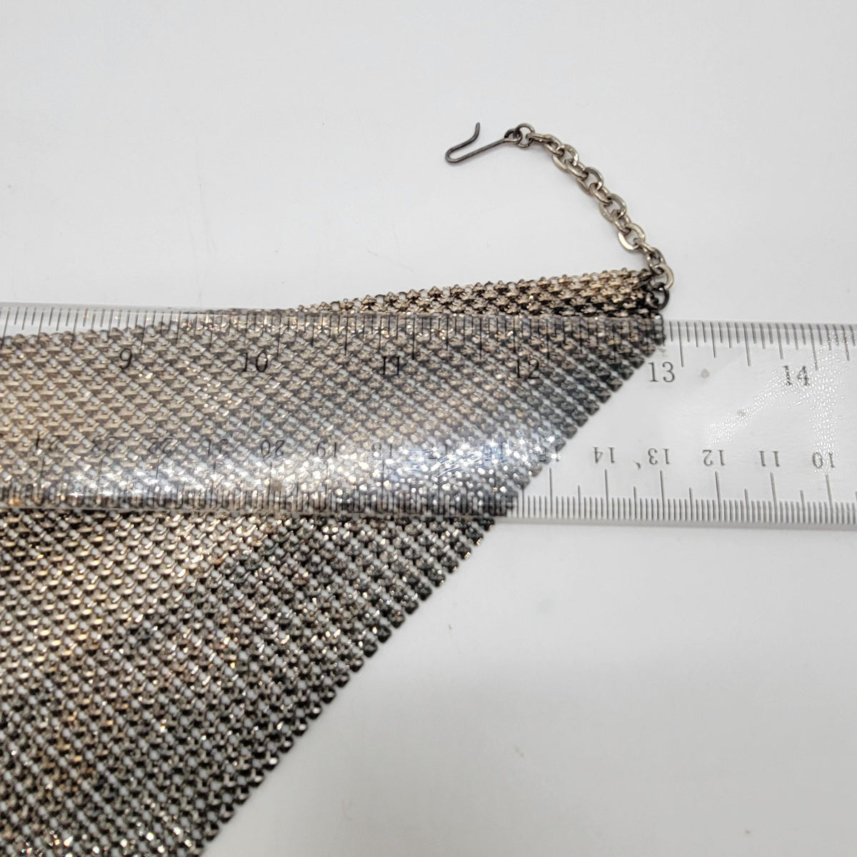 1970s Whiting and Davis Mesh Bib Necklace Silver Tone