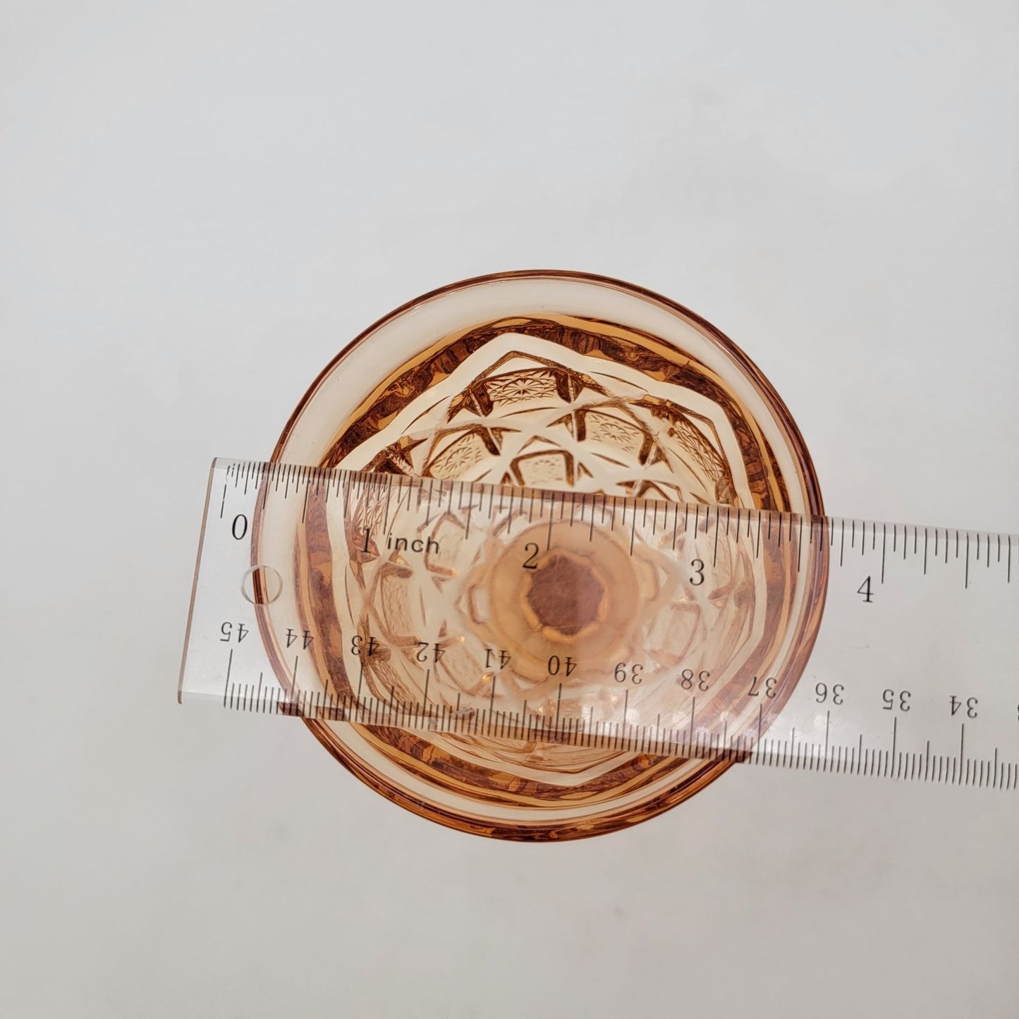 Vintage Viking Glass Diamond Thumbprint Amber Goblet