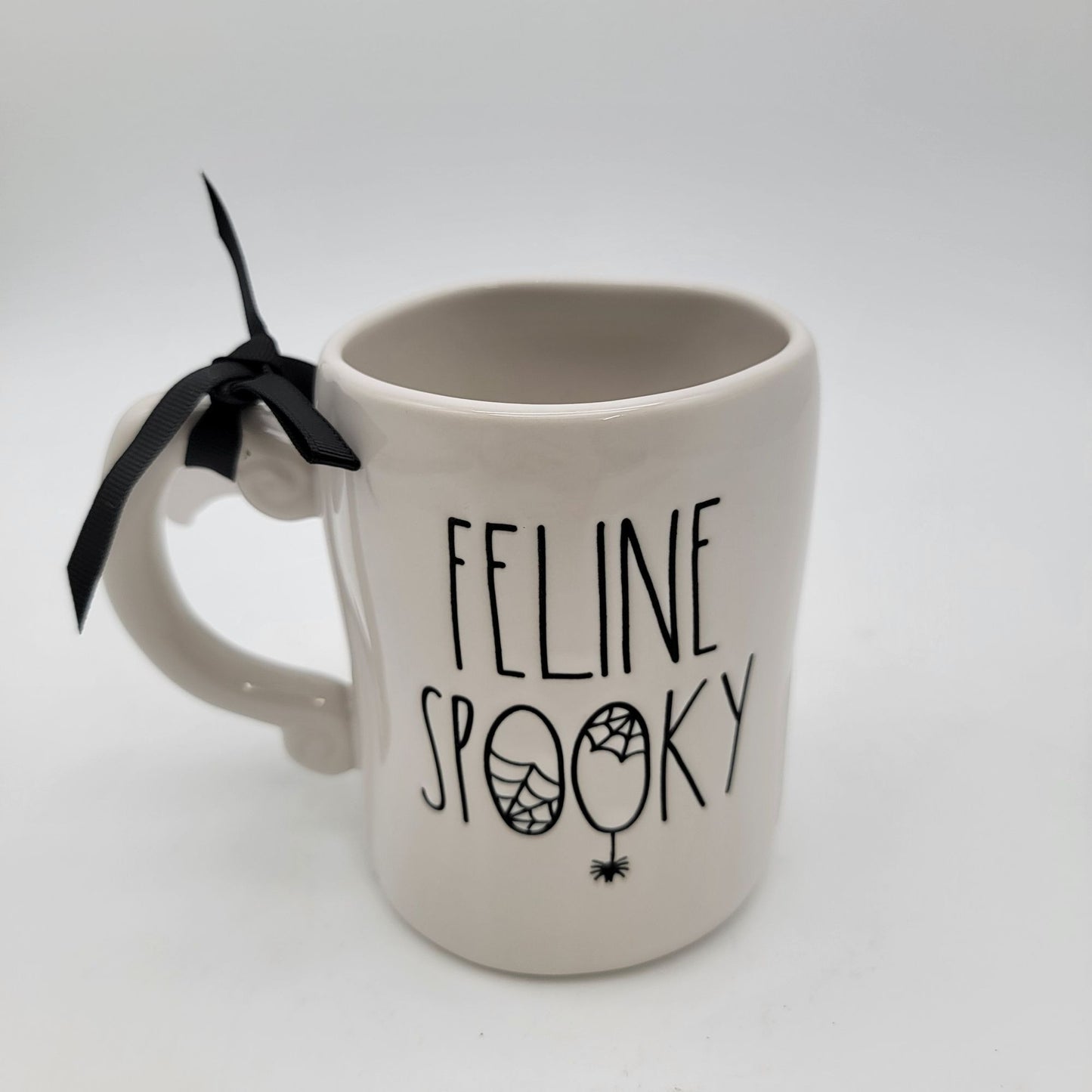 Rae Dunn Halloween Feline Spooky Cat On Pumpkin Double-Sided Mug