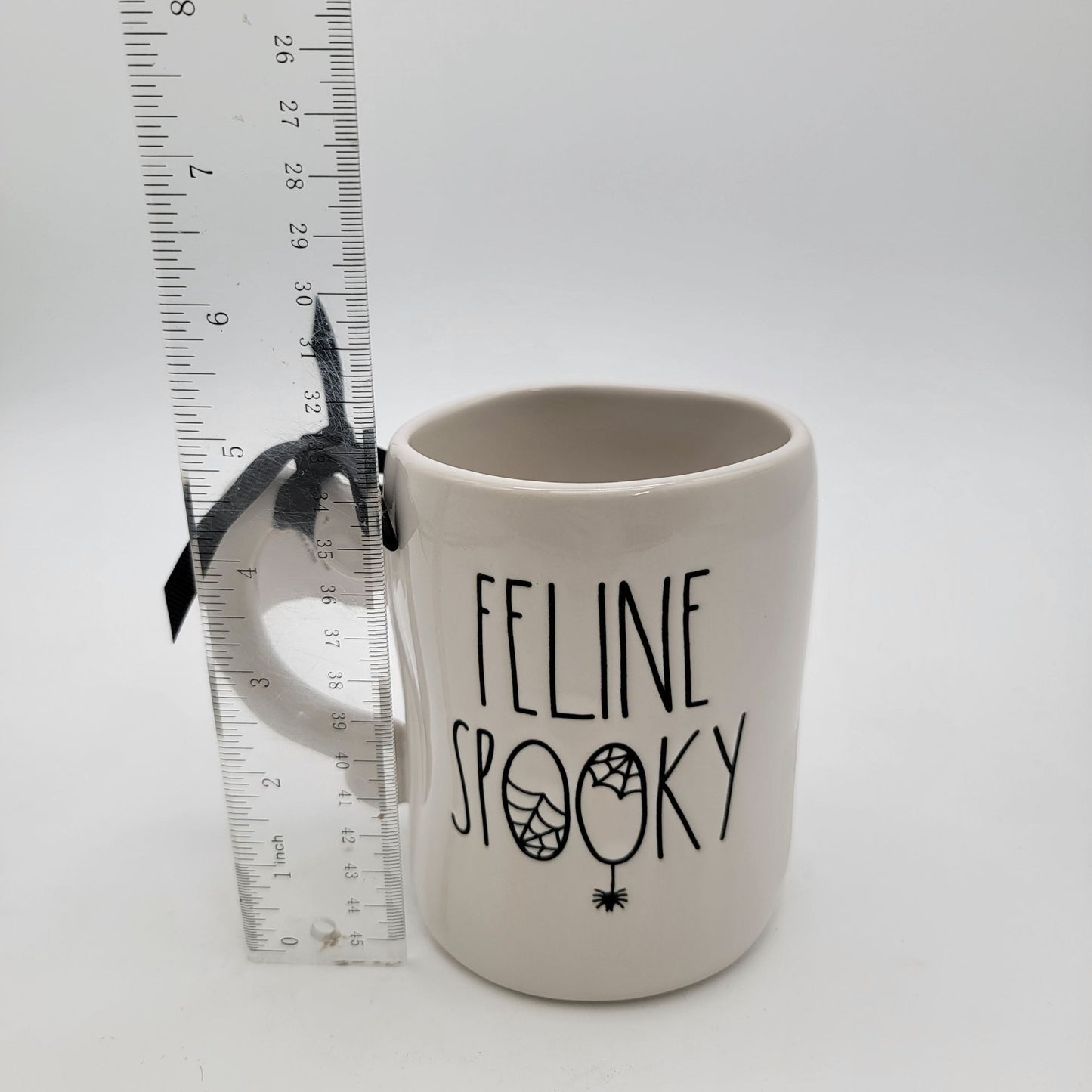 Rae Dunn Halloween Feline Spooky Cat On Pumpkin Double-Sided Mug