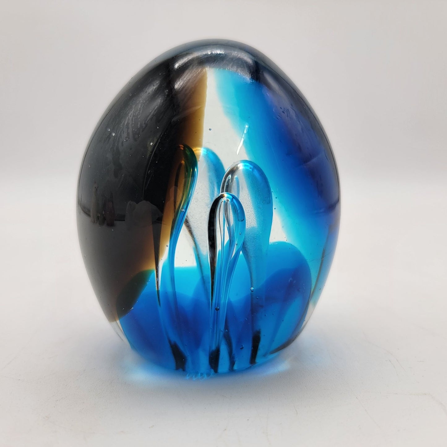 Blue & Black Art Glass Paperweight
