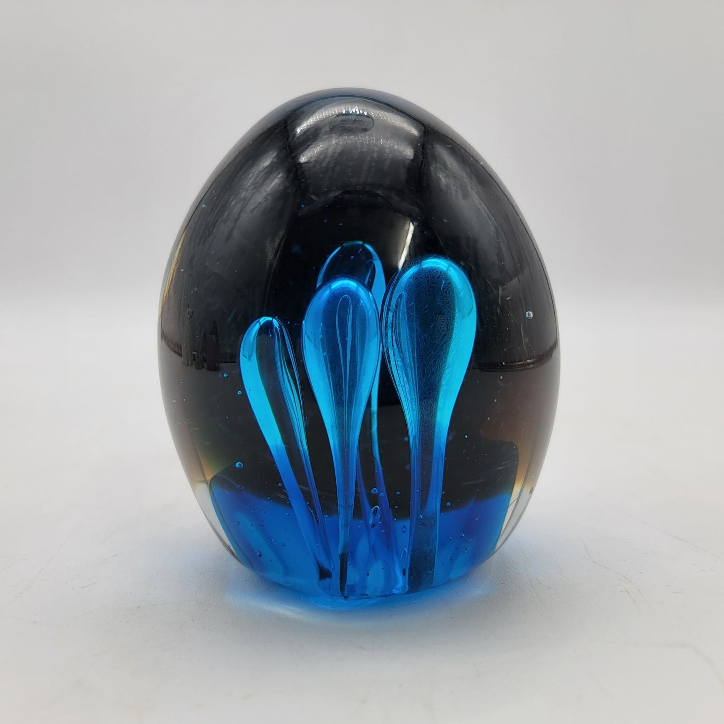 Blue & Black Art Glass Paperweight