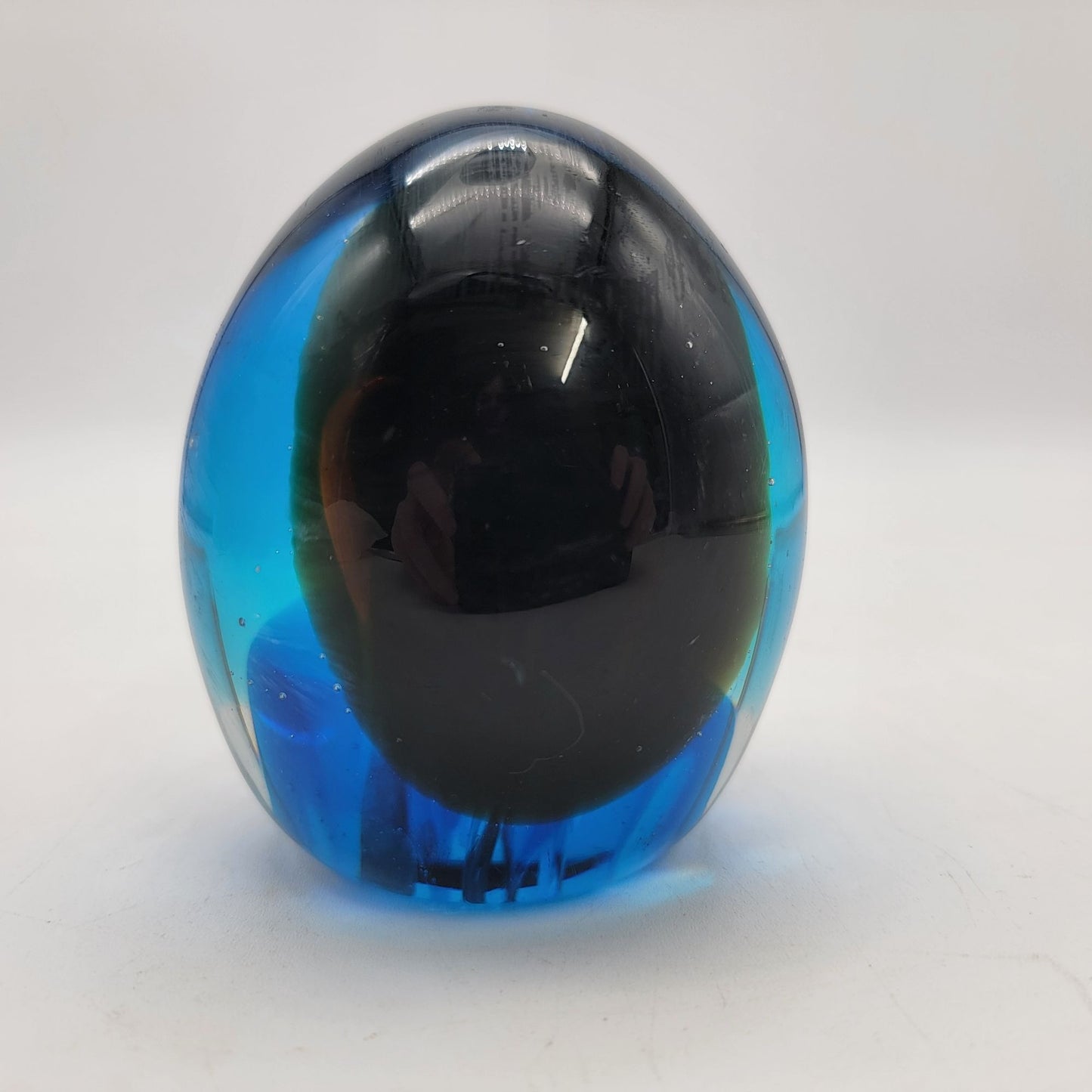 Blue & Black Art Glass Paperweight