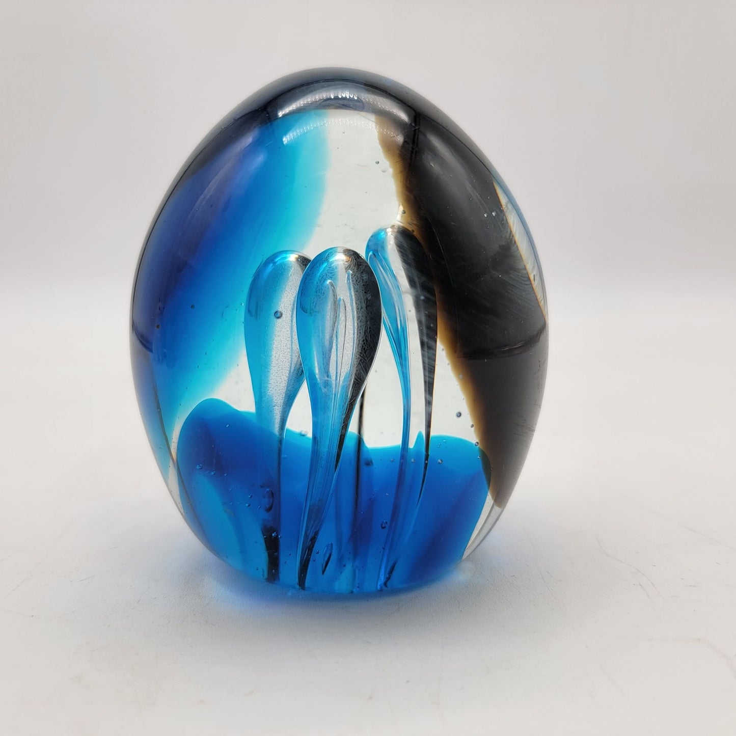 Blue & Black Art Glass Paperweight