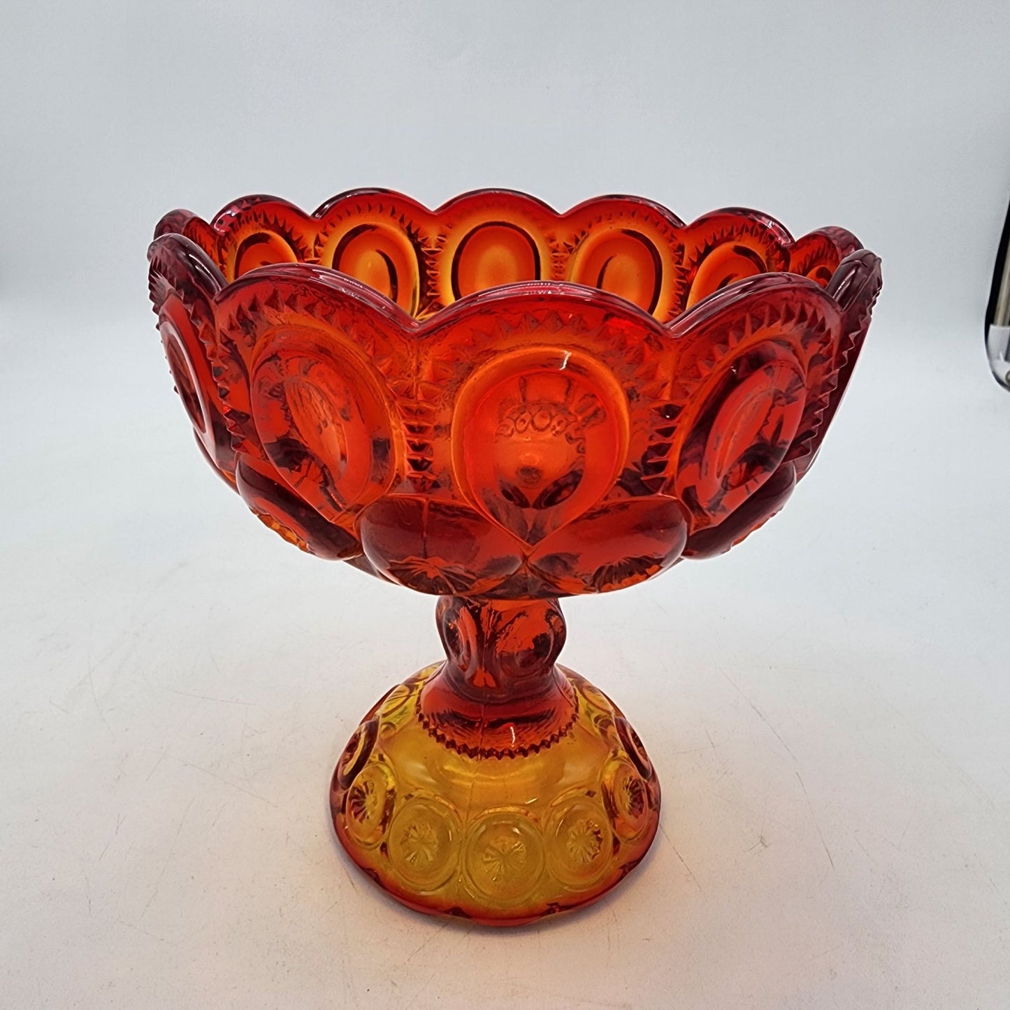 LE Smith Amberina Moon & Stars Glass Compote