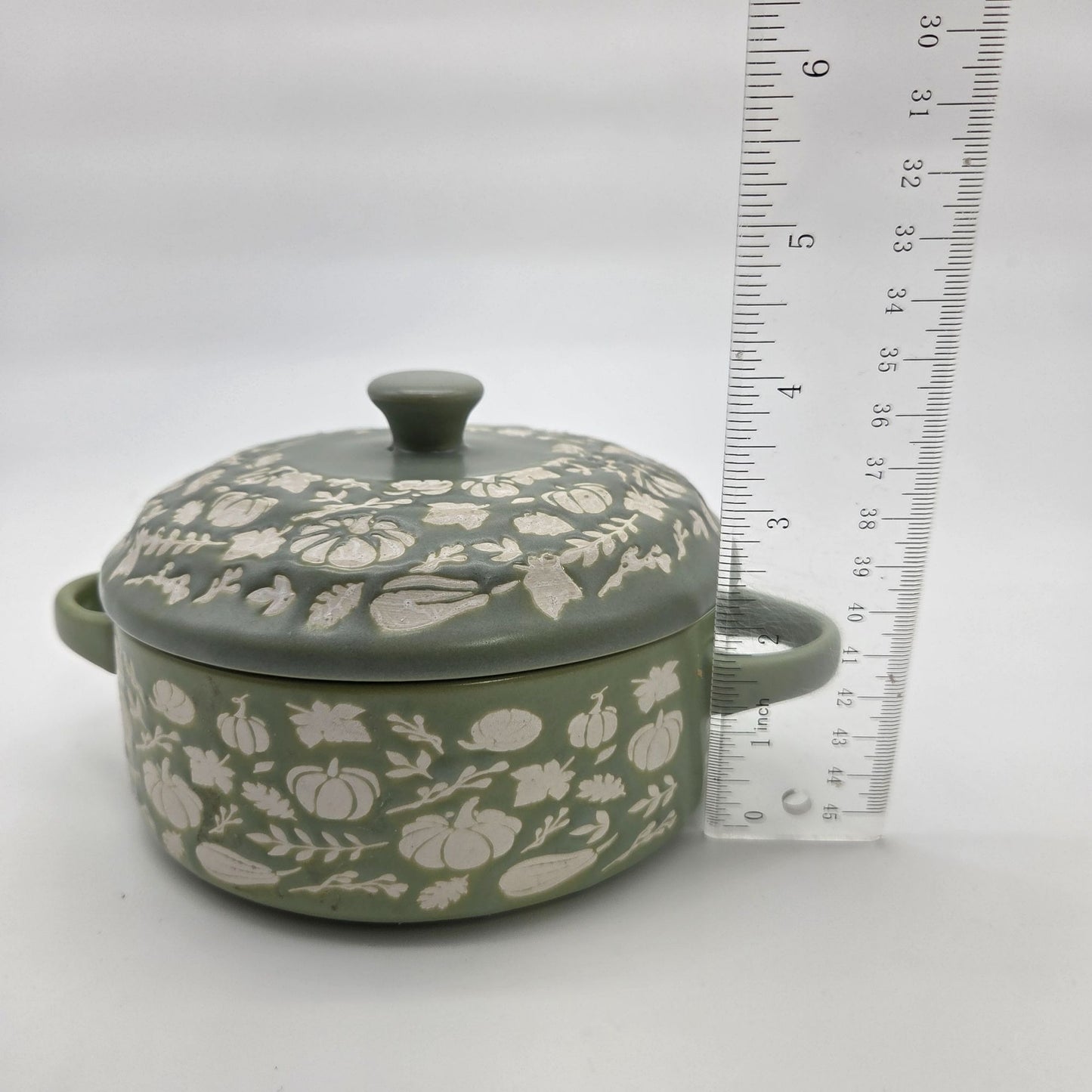 Global Designs Connections Small Green Baking Dish Pumpkins